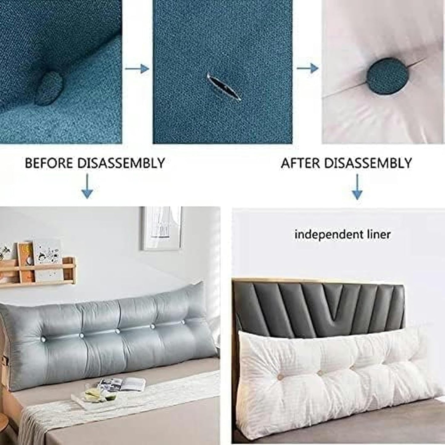 Headboard Cushion, Large Comfortable Ice Silk Bolster Sofa Double Tatami Reading Pillow Upholstered Triangular Wedge Pillow Bed Rest Pillows(Bean Paste,100 * 50cm)