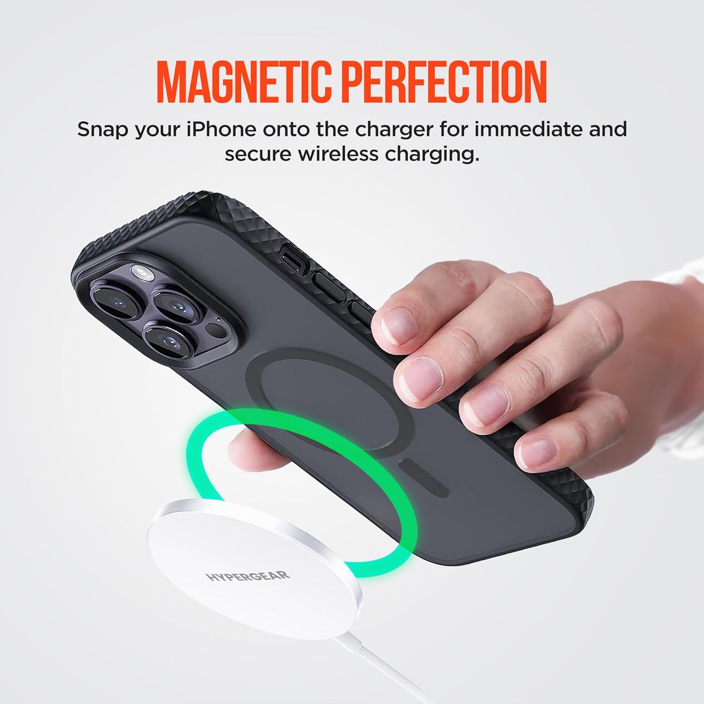 HyperGear Magnetic Fast Wireless Charger - Portable MagSafe Charging Pad, Instant Contact Charging Technology for iPhone Series - Compatible with All MagSafe Cases, Qi-Enabled Devices - White