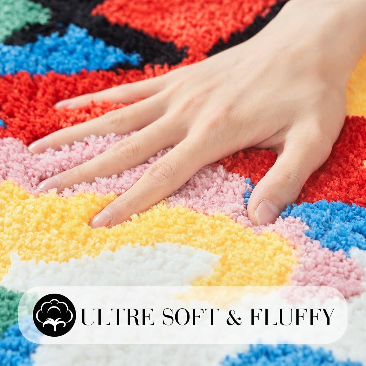ELDONE Melted Magic Cube Rug, Funky Aesthetic Area Rugs 34 x 24 inch Non Slip Washable, Abstract Cute Unique Bathroom Bedroom Small Rugs, Funny Colorful Cool Rugs
