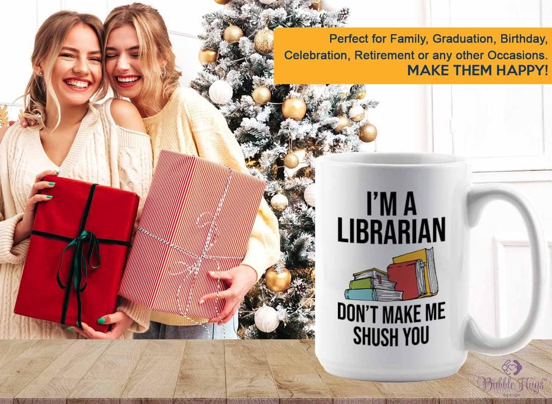 Book Lover Coffee Mug 15oz White - make me shush you - Birthday Gifts for Readers Gifts for Book Lovers Girls Book Club
