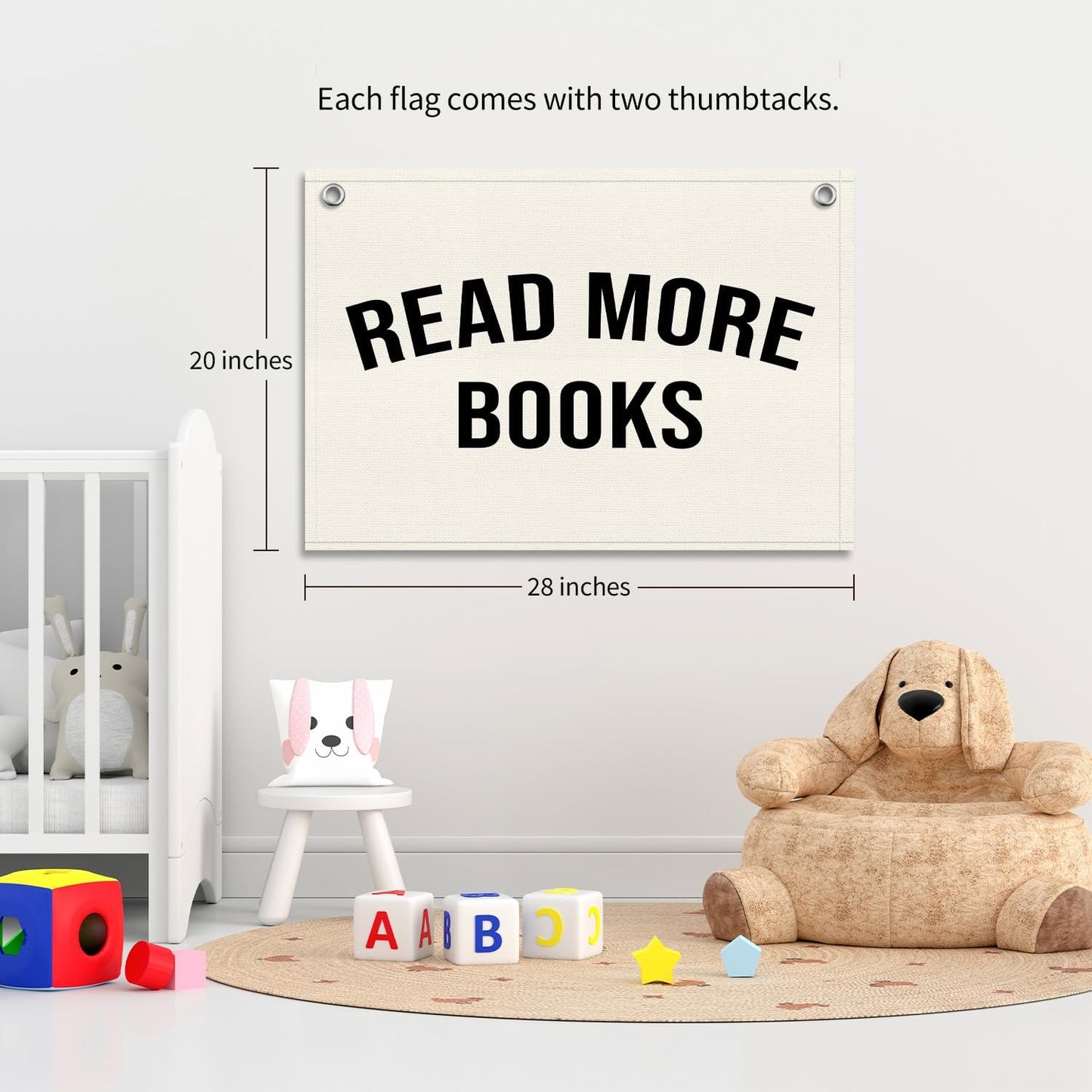 Reading Room Inspirational Wall Decor Canvas Banner, Read More Books Wall Art, Reading Corner Sign, Banner Flag Classroom Nursery Decor Backdrop for Toddlers Room Playroom Read Nook -10