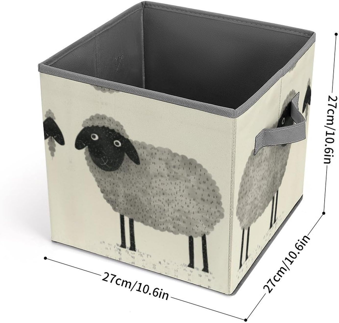 Sheep Storage Bins with Handles Fashion Large Storage Cubes Sturdy Foldable Storage Boxes Space-Saving Storage Baskets for Home Office Clothes Closet Organizers