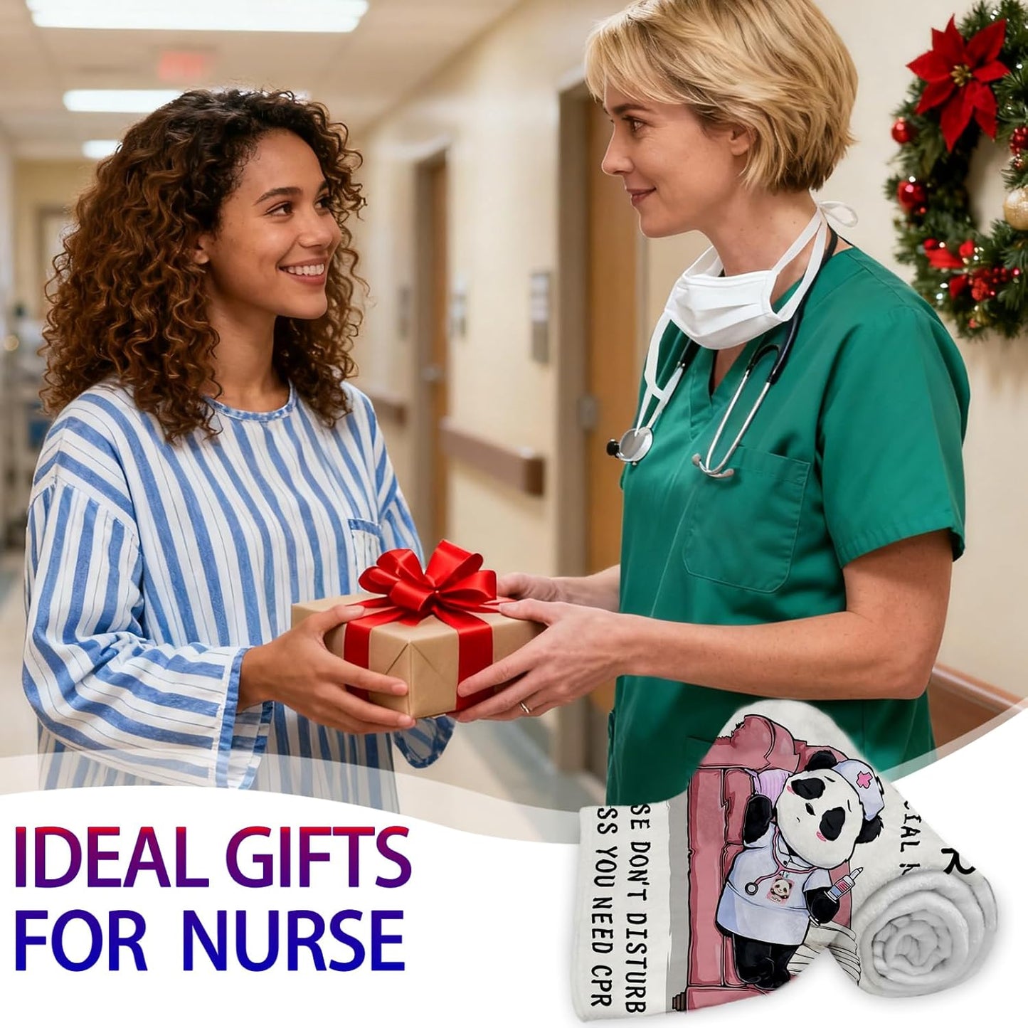 Nurse Appreciation Gifts for Women, Nurses Week/Day Gift for Her, Nursing Graduation Gifts - Funny Flannel Panda Blanket, LPN RN Birthday Gift for Nurses Practitioner Nursing Student, 80" x 60"