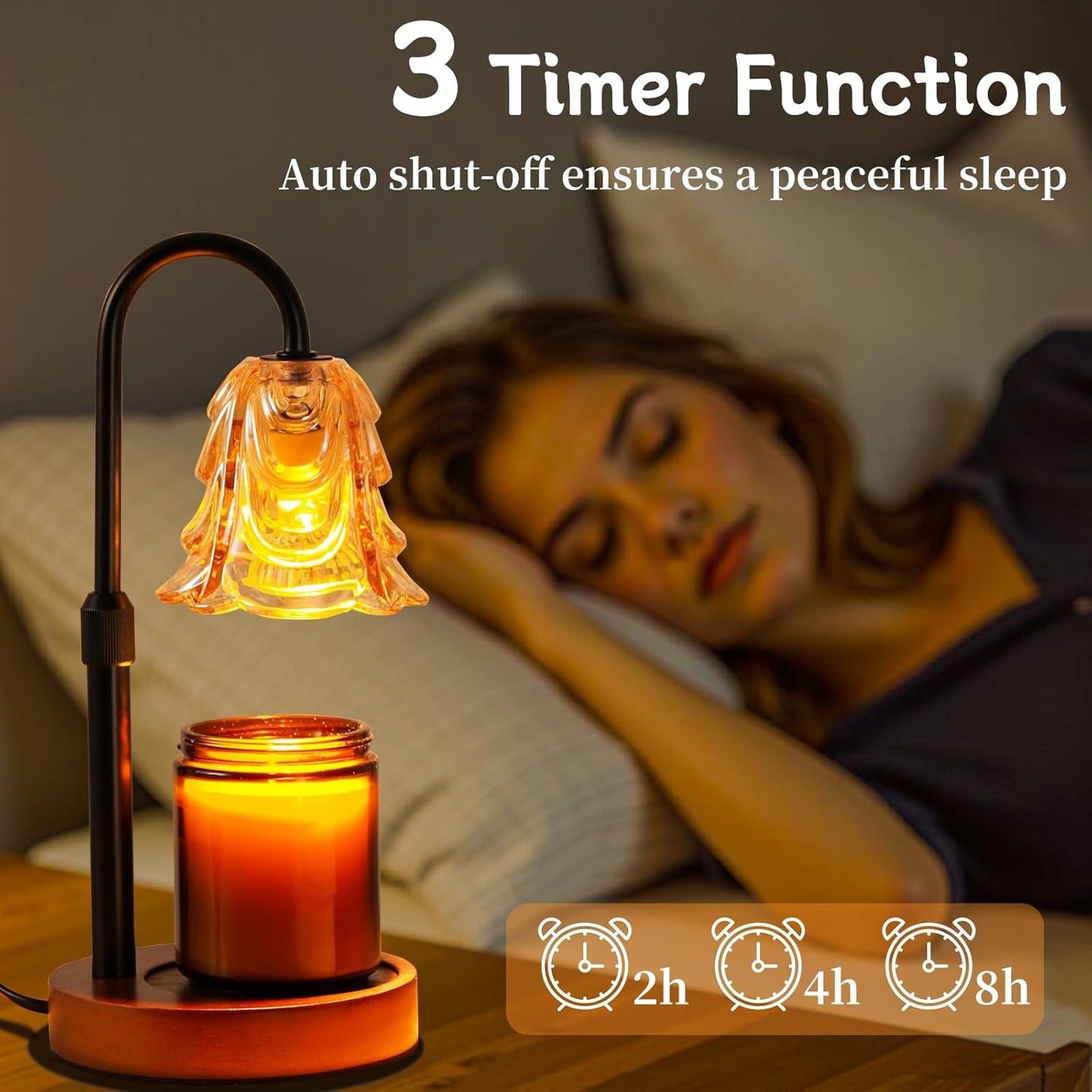 Candle Warmer Lamp with Timer and Dimmer, Birthday Gifts for Women Mom, Adjustable Height Vintage Candle Lamp with 2 Bulbs for Jar Candles, Home Kitchen Office Living Room Decor