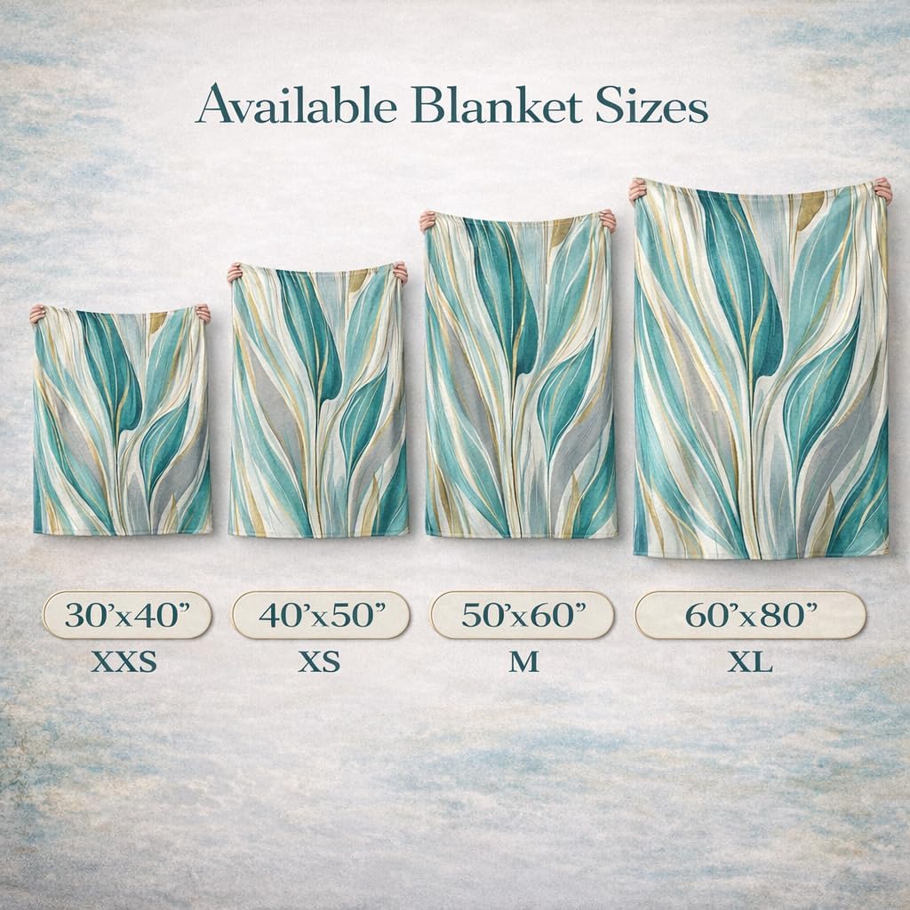Soft Throw Blanket Watercolor Paint Strokes Pattern Abstract Gold Beige Teal Blue Grey Print Design Lightweight Blanket for Beds, Sofas & Couches - All Seasons Home Décor