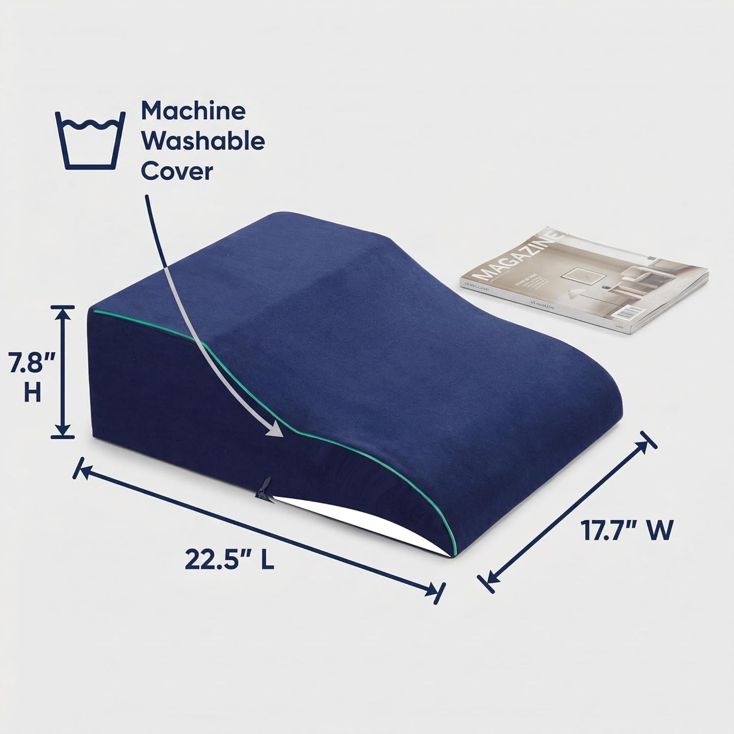MHMHRZDSH Leg Elevation Pillows for After Surgery, Ergonomic Memory Foam Wedge Leg Elevation Pillow Comfort Care for Back Knee Hip Ankles Pain, Knee Elevation Pillow for Injury, Rest Blue