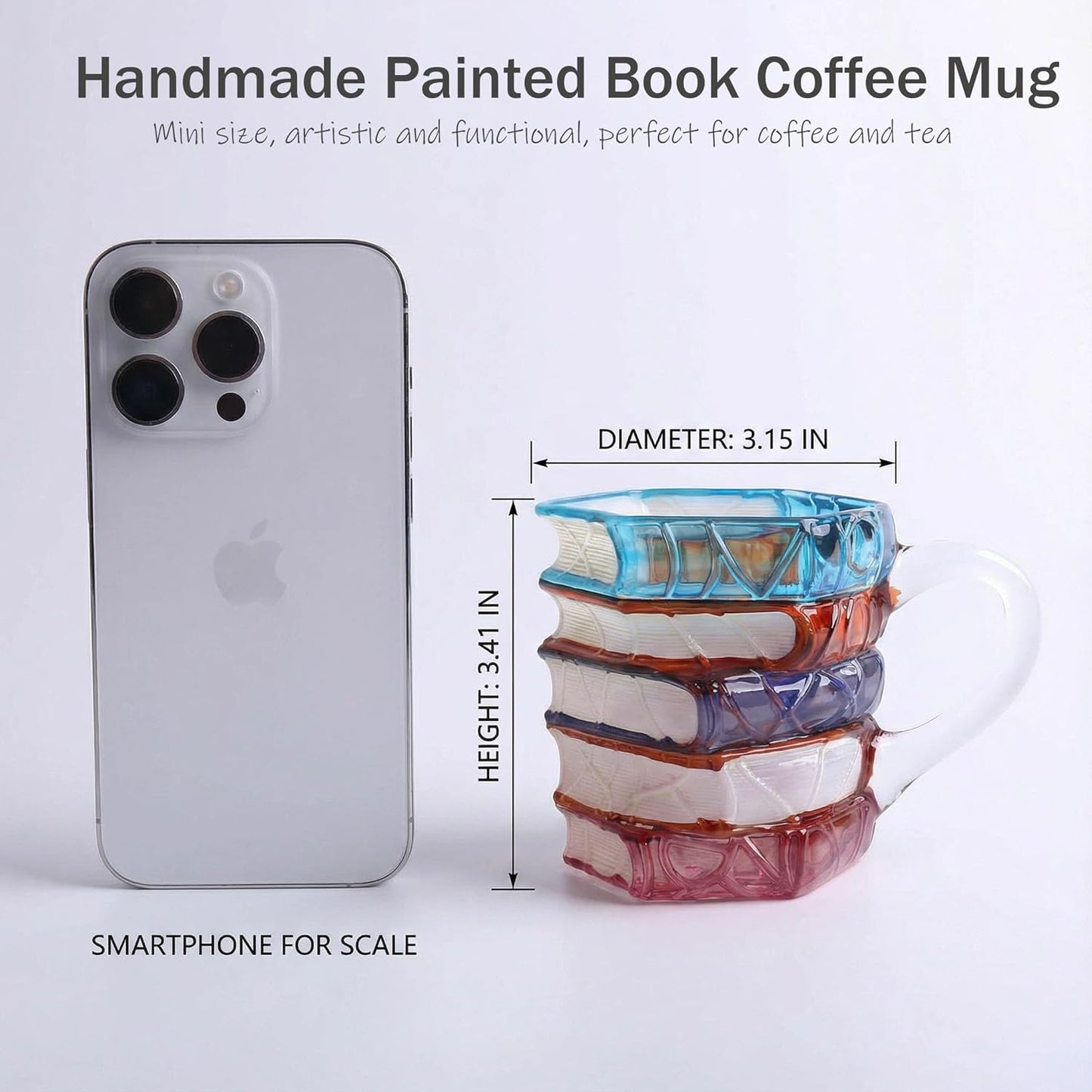 3D Painted Book Glass Coffee Mug, Heat-Resistant Colorful Cup, Christmas Gift for Book Lovers, Readers, Writers, Librarians