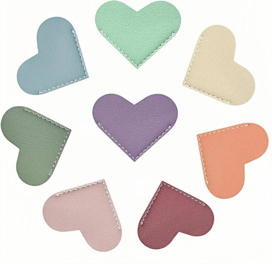 Leather Heart Bookmarks - OOEOO 8 Pieces Cute Corner Page Book Marks Gifts for Reading Women Teachers Students Book Lovers, for School Office Home Supplies(8PC Colors A)
