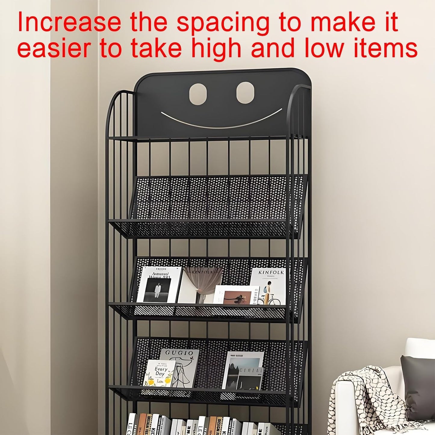 Rotating bookshelf,modern bookshelf,spinning bookshelf,metal bookshelf,rotating book shelf,unique bookshelf,Suitable for living room, bedroom, study, living room corner, office, balcony(White,69x26x97
