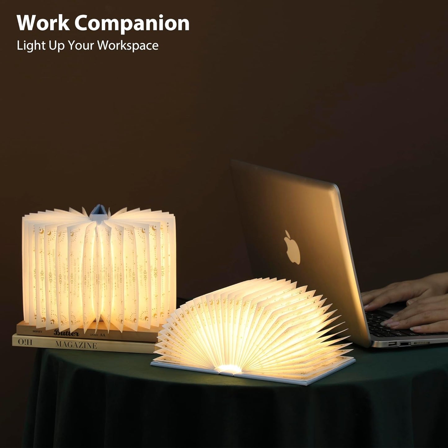 Magic Truth Book Light - Rechargeable LED Book Lamp for Home Decor, Ideal Christmas & Bookworm Gifts with Gold Foil Embossed Cover, Warm White Light for Entertainment & Relaxation (Blue)