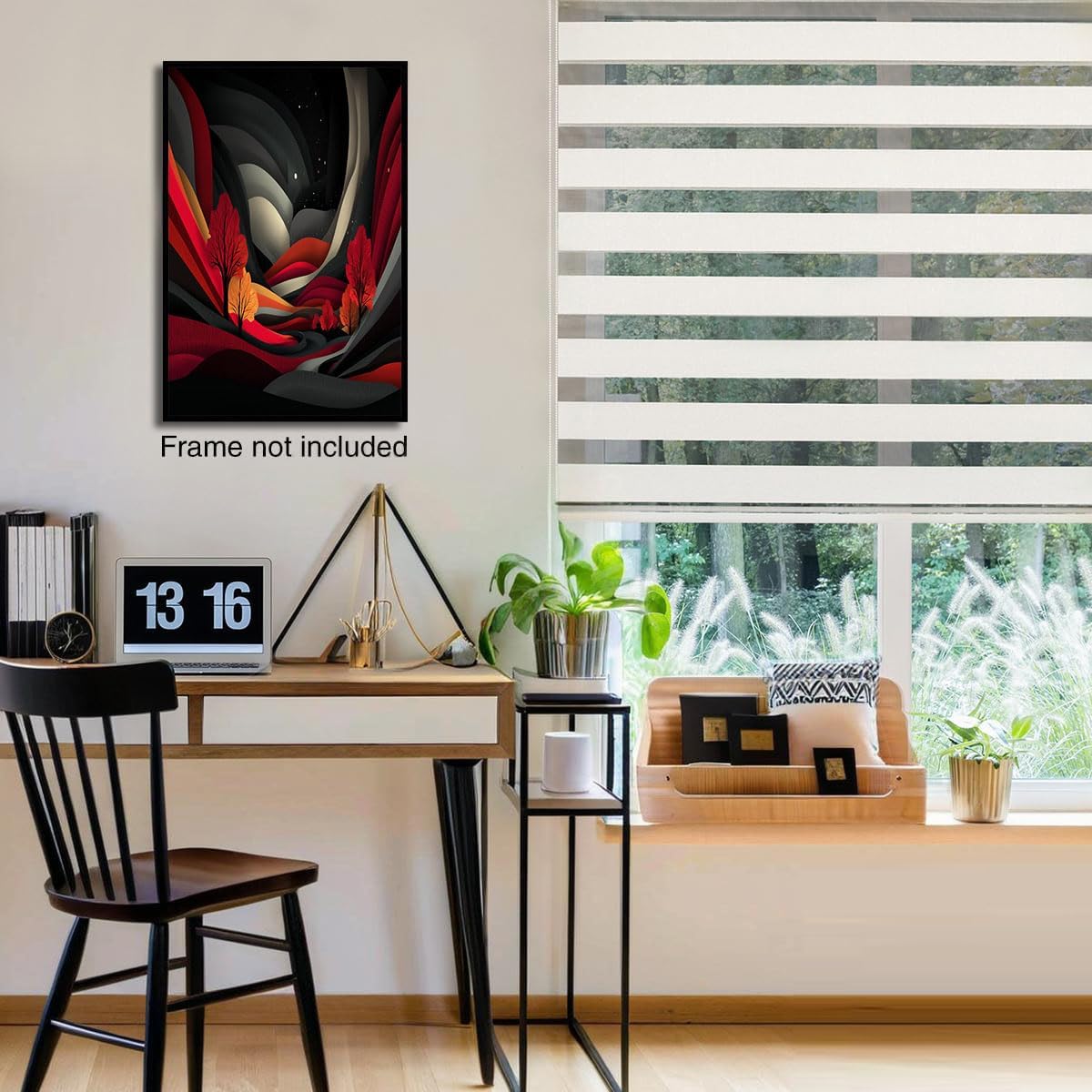 GDJSMIN Abstract Art Style Wall Art, Geometric Wave Pattern Poster for Reading Room Living Room Decor 12x 16 inch Unframed