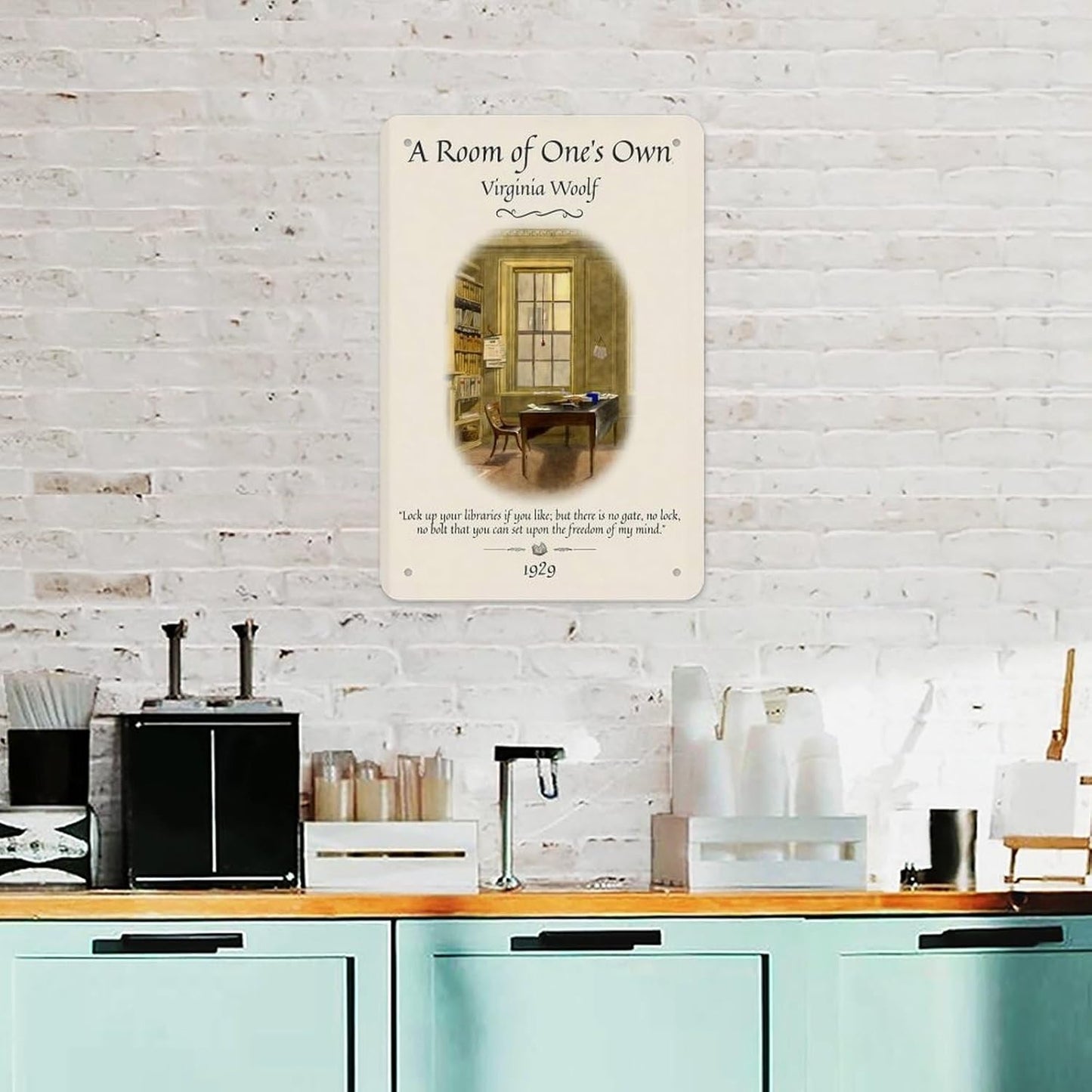 A Room Of Ones Own Virginia Woolf Metal Sign Poster 12x8 Inch Vintage Book Quote Literary Wall Art Feminist Decor Reading Nook Home Office Bedroom Study Classroom Gift