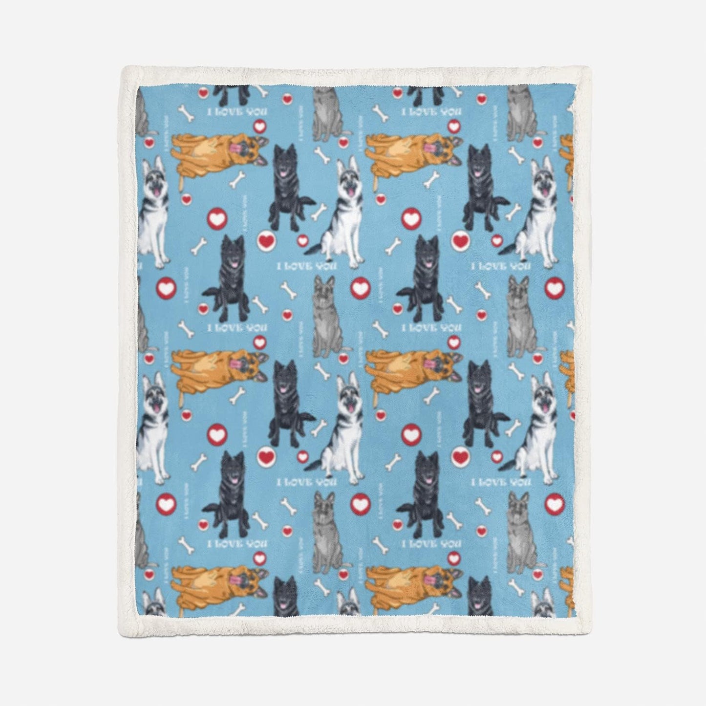 AILONEN Belgian Malinois Dog Blanket for Kids Adults, Cartoon Variety of Puppy Pattern and Paw Print Blanket, Cute Lamb Wool Sherpa Throw Blanket(Throw, 47 x31 Inches) Dog42