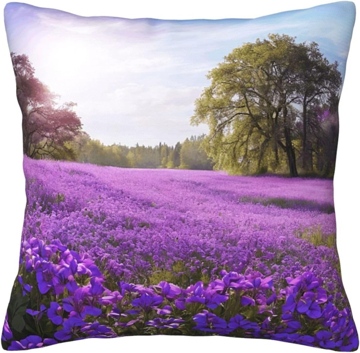All-Season Square Pillow Covers 18"X18", Purple Lavender, Decorative Throw Pillow Covers for Sofa Bed Couch, Hidden Zipper Cushion Cover, Square Lumbar & Accent Pillowcases for Home Decor