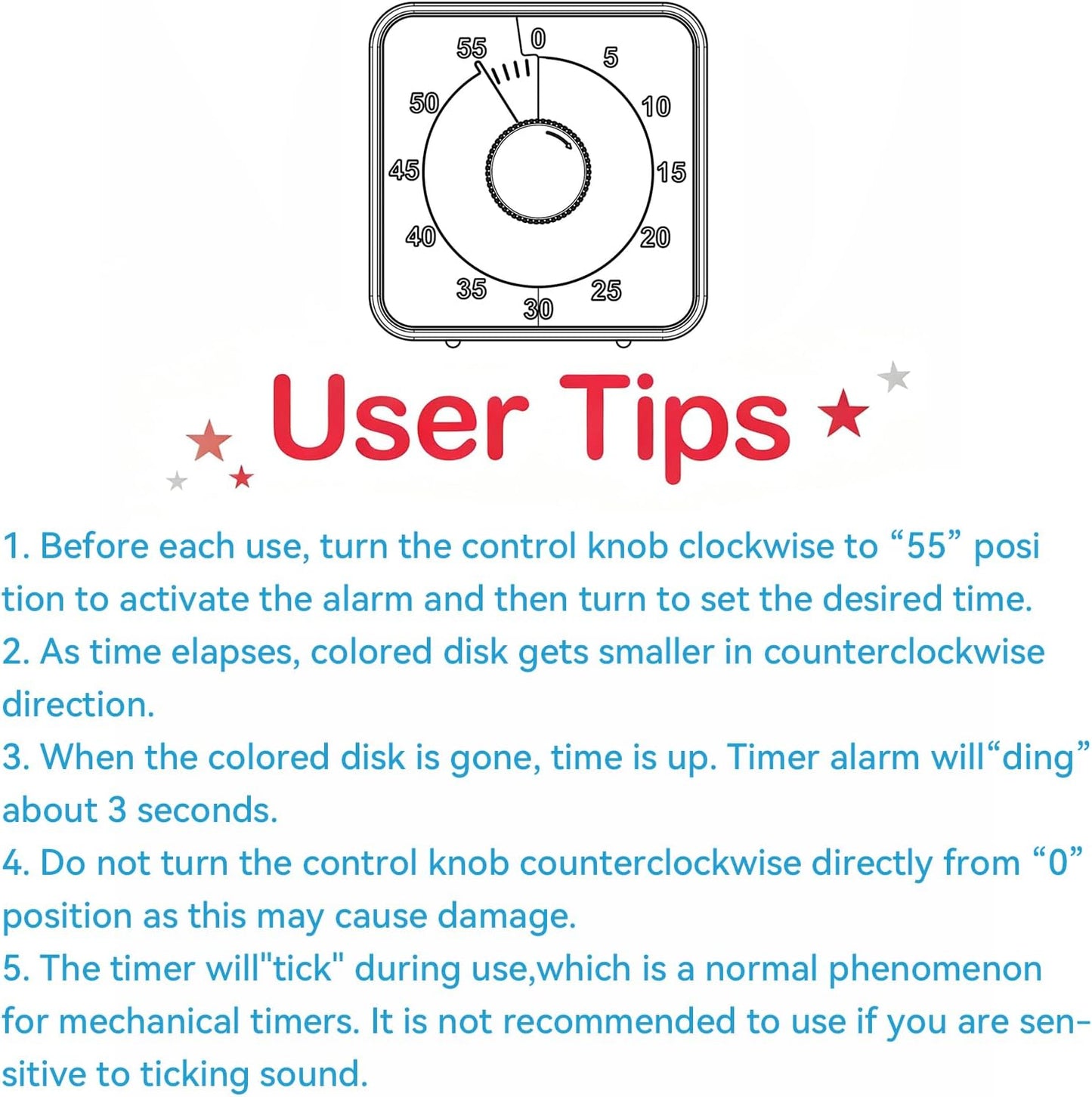 60-Minute Visual Timer, 7.5 Inch Oversize Countdown Timer Clock for Kids and Adults, Durable Mechanical Time Management Tool with Magnetic Backing （Navy Blue）