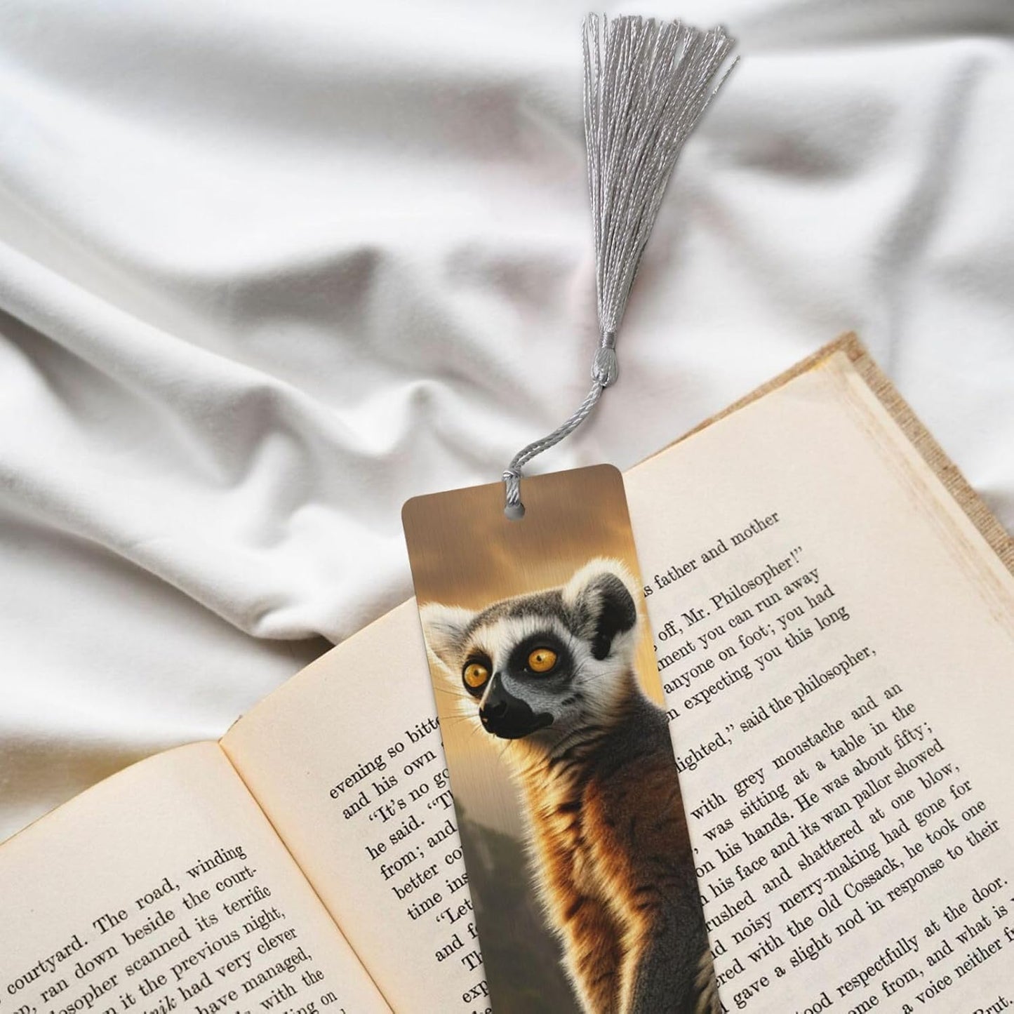 Monkey on Mountain Bookmarks Gifts for Women Men, Wooden Bookmarks for Book Lovers, Vintage Book Marks Ornaments with Tassel, Unique Personalized Reading Page Markers Gray