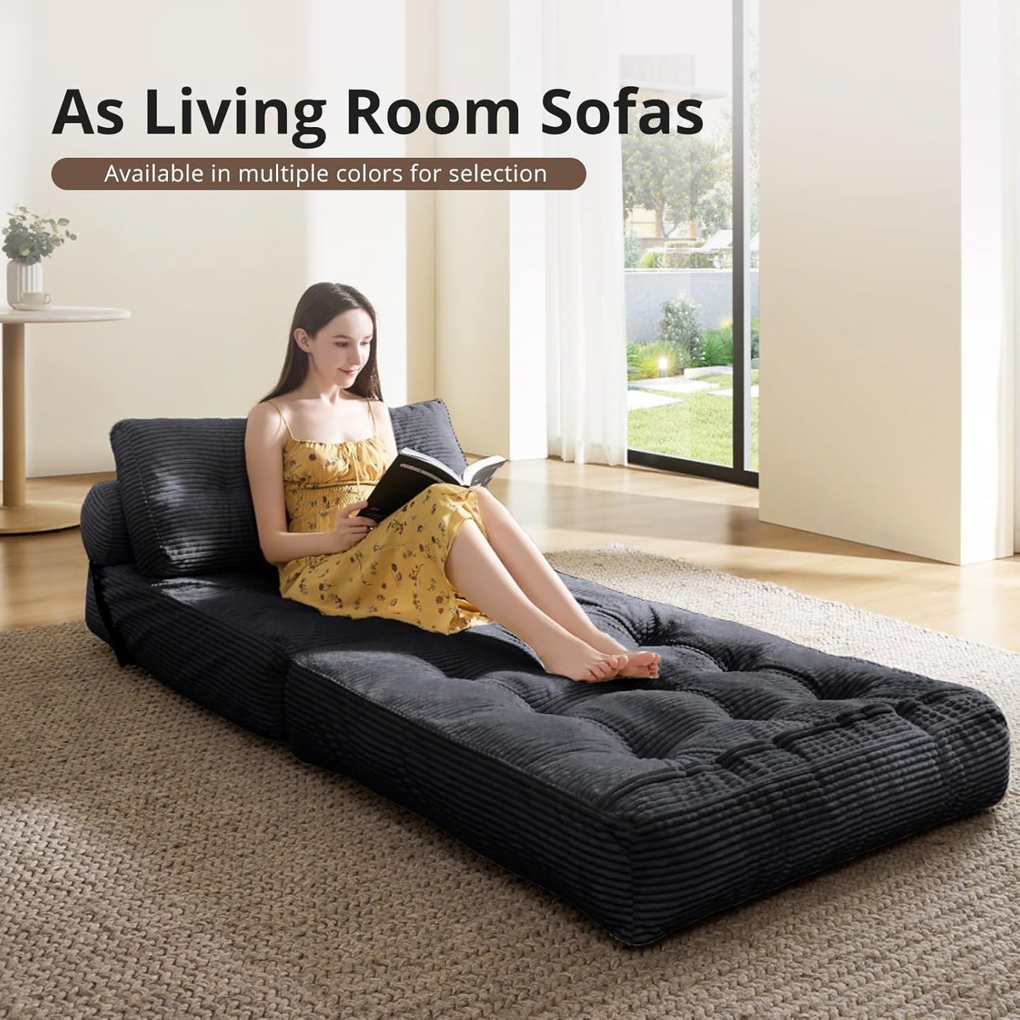 Folding Sofa Bed, Convertible Sleeper Chair with Pillow, Foldable Mattress with Back Support, Portable Floor Sofa Lounge for Living Room Bedroom Dorm