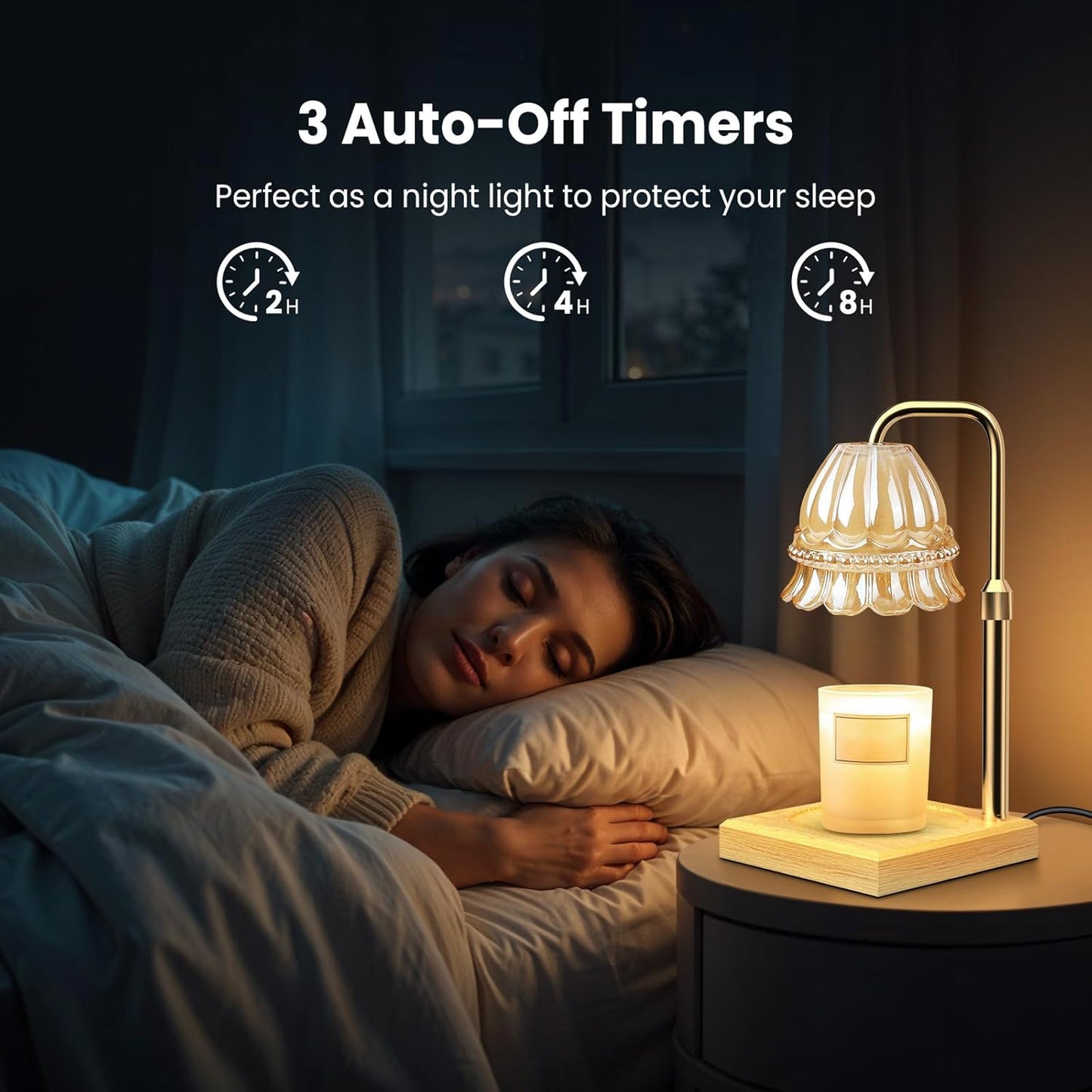 AUGOSTA Candle Warmer Lamp with Timer and Dimmer, Birthday Gifts for Women Mom, Adjustable Height Vintage Candle Lamp with 2 Bulbs for Jar Candles Home Kitchen Office Living Room Decor (Gold)