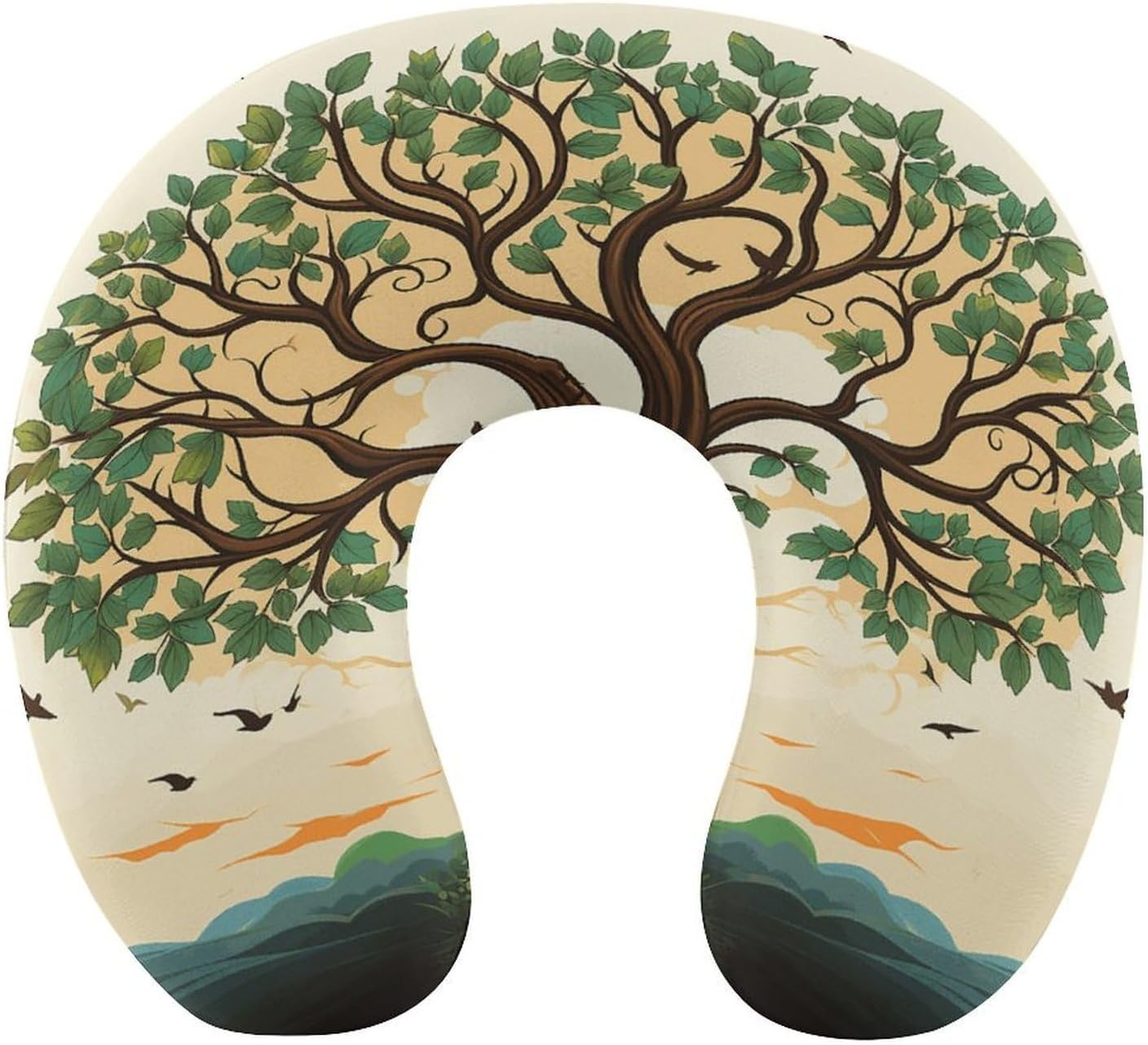 Family Tree Neck Pillow Memory Foam U Shaped Pillows Portable Pillows for Shoulder Travel Head Support Pillow with Concealed Zipper for Airplane Car Home Office