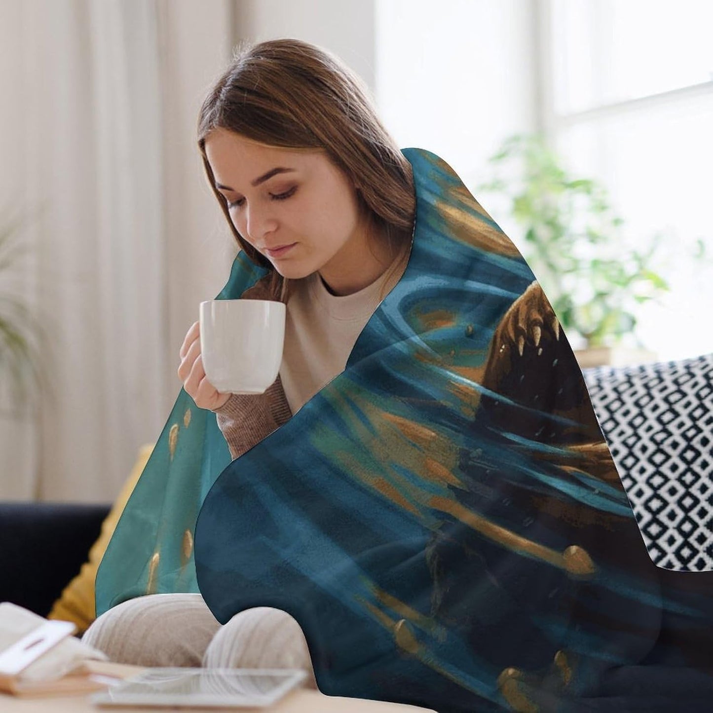 Sea Otters Painting Blanket Super Soft Lightweight Throw Blanket Cute Cozy Warm Bed Blanket Decorative Fuzzy Blanket All-Season Home Decor Gift for Sofa Couch Living Room 40"*50" （100 * 130cm）
