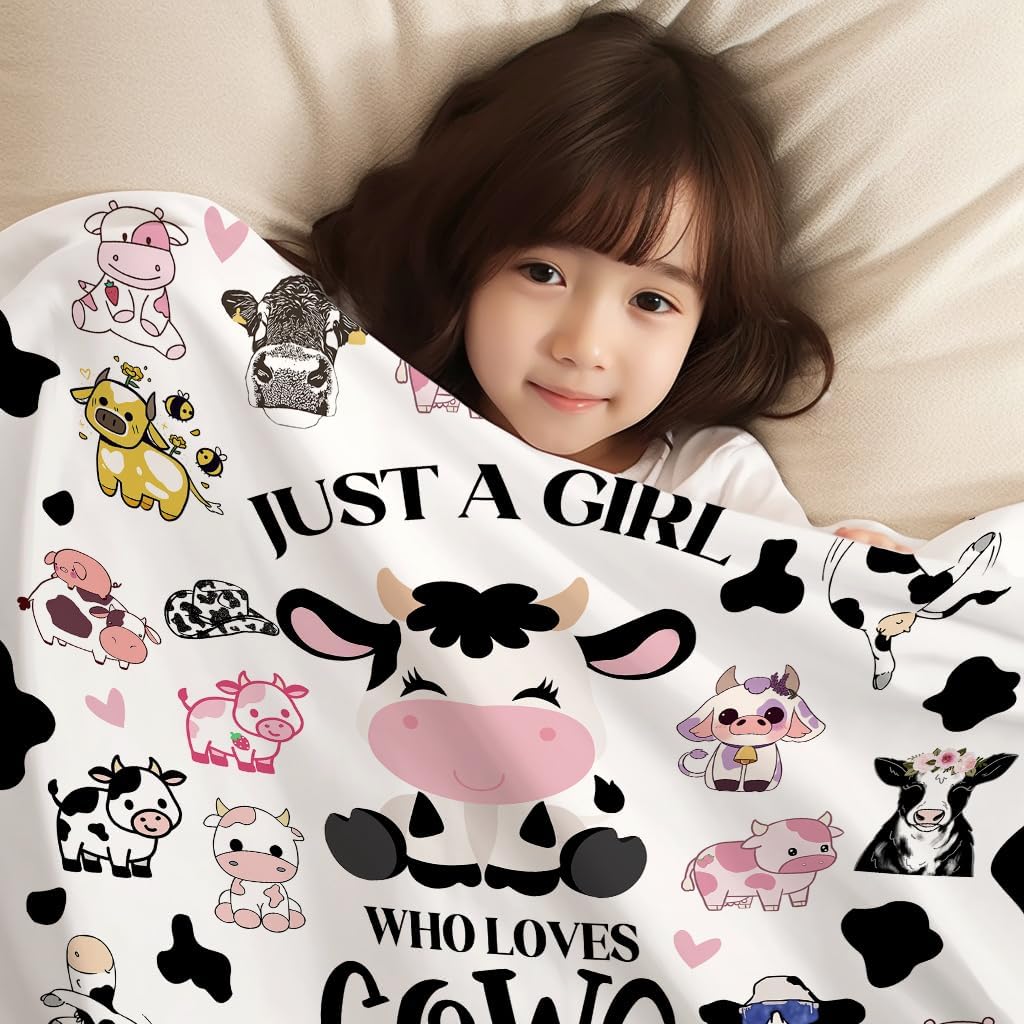 Cow Gifts Blanket Soft Flannel Cows Throw Blanket for Cow Lovers Adults Women Girls for Bedding Bedroom Living Rooms Sofa 50"X40"