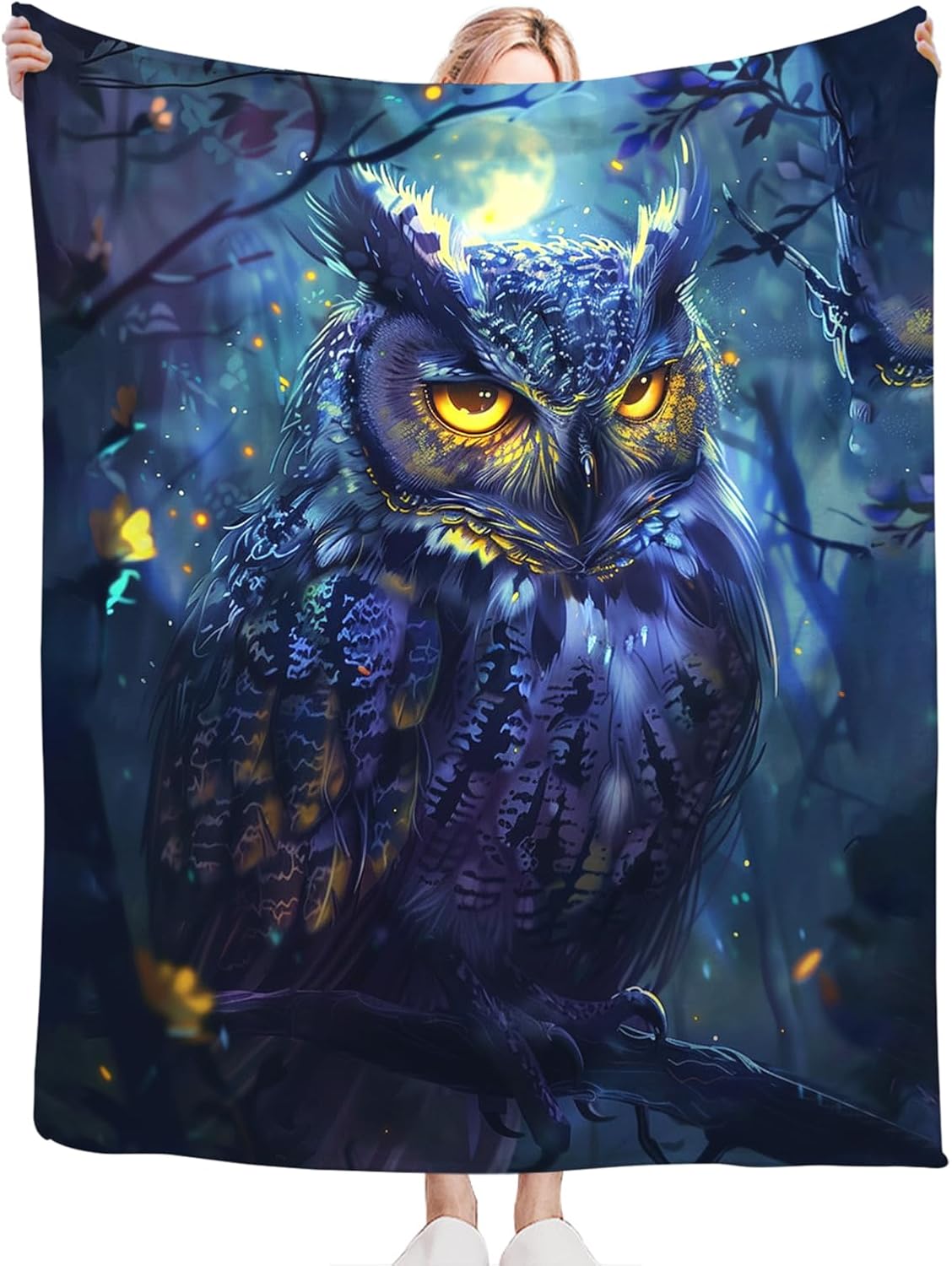 Tijuboni Owl Throw Blanket Owl Gifts for Girls Boys Women Men Kids Adults Soft Flannel Fleece Blanket for Couch Sofa Bed Home Decor 40"x50"