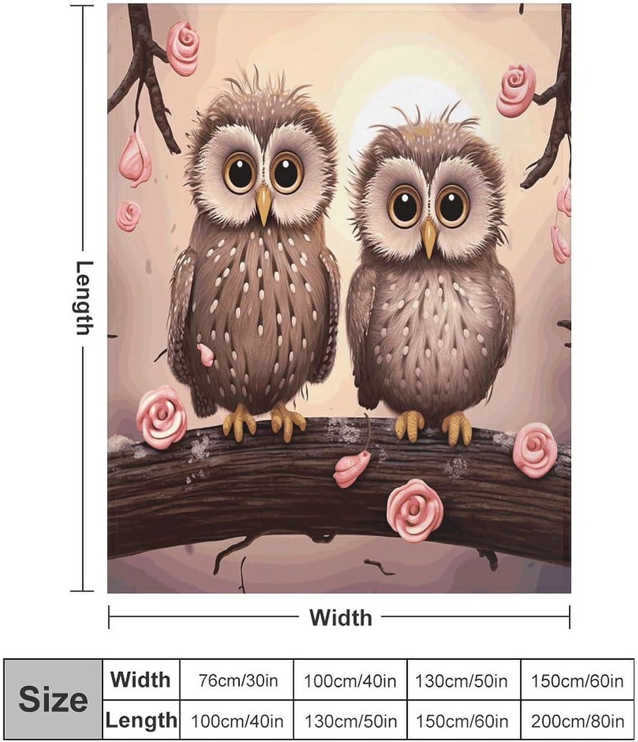 Cute Owls Throw Blanket for Couch Super Soft Warm Lightweight Throw Blankets Cozy Flannel Bed Blanket Cute Decorative Blankets for All Seasons Home Decor Gift 60"*80"（150 * 200cm）