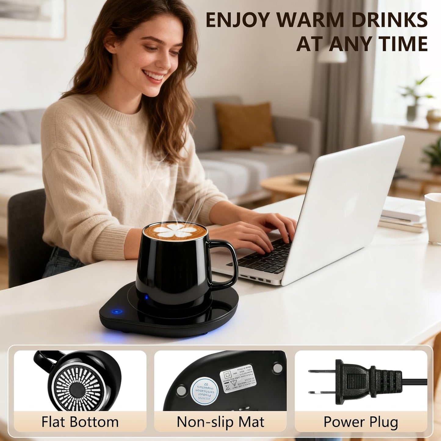 Mug Warmer with Cup Set: Yeewell Coffee Warmer for Desk - Electric Mug Heater with Adjustable Temperature - 2026 Gifts for Coffee Lover