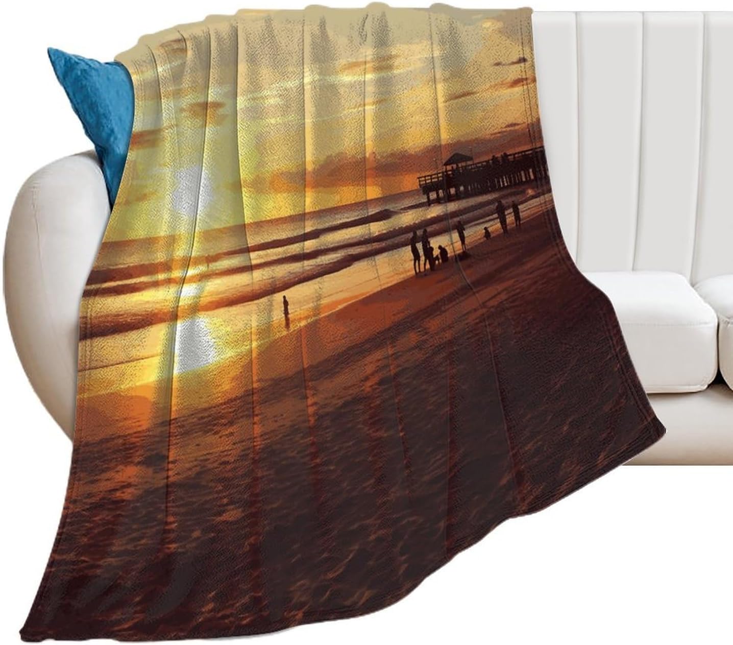 Sunset Beach Blanket Super Soft Lightweight Throw Blanket Cute Cozy Warm Bed Blanket Decorative Fuzzy Blanket All-Season Home Decor Gift for Sofa Couch Living Room 30"*40"（76 * 100cm）