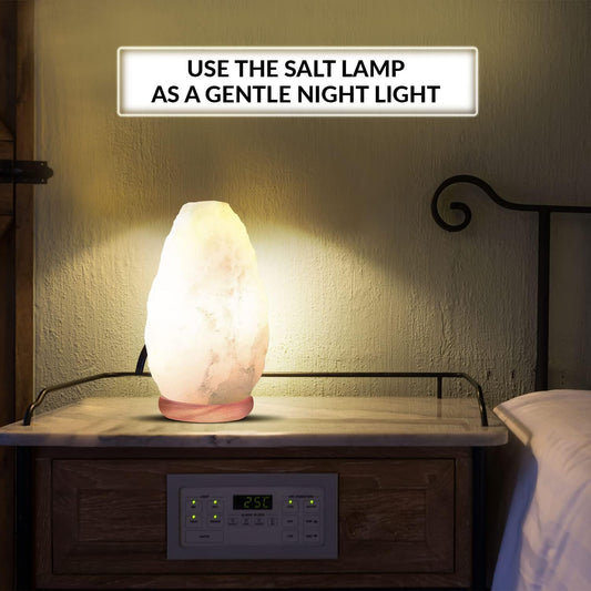 Himalayan Glow Crystal Salt Lamp, 5-7 LBS Hand Curved Night Light, Salt Lamp with Neem Wooden Base, Best for Gift and Home Decor (ETL Certified) – White