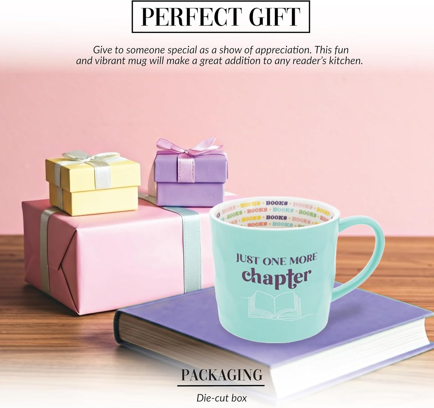 Pavilion Gift Company - One More Chapter - 16 oz Ceramic Mug Coffee Tea Chapter Reading Book Lover Reader Librarian Drinkware
