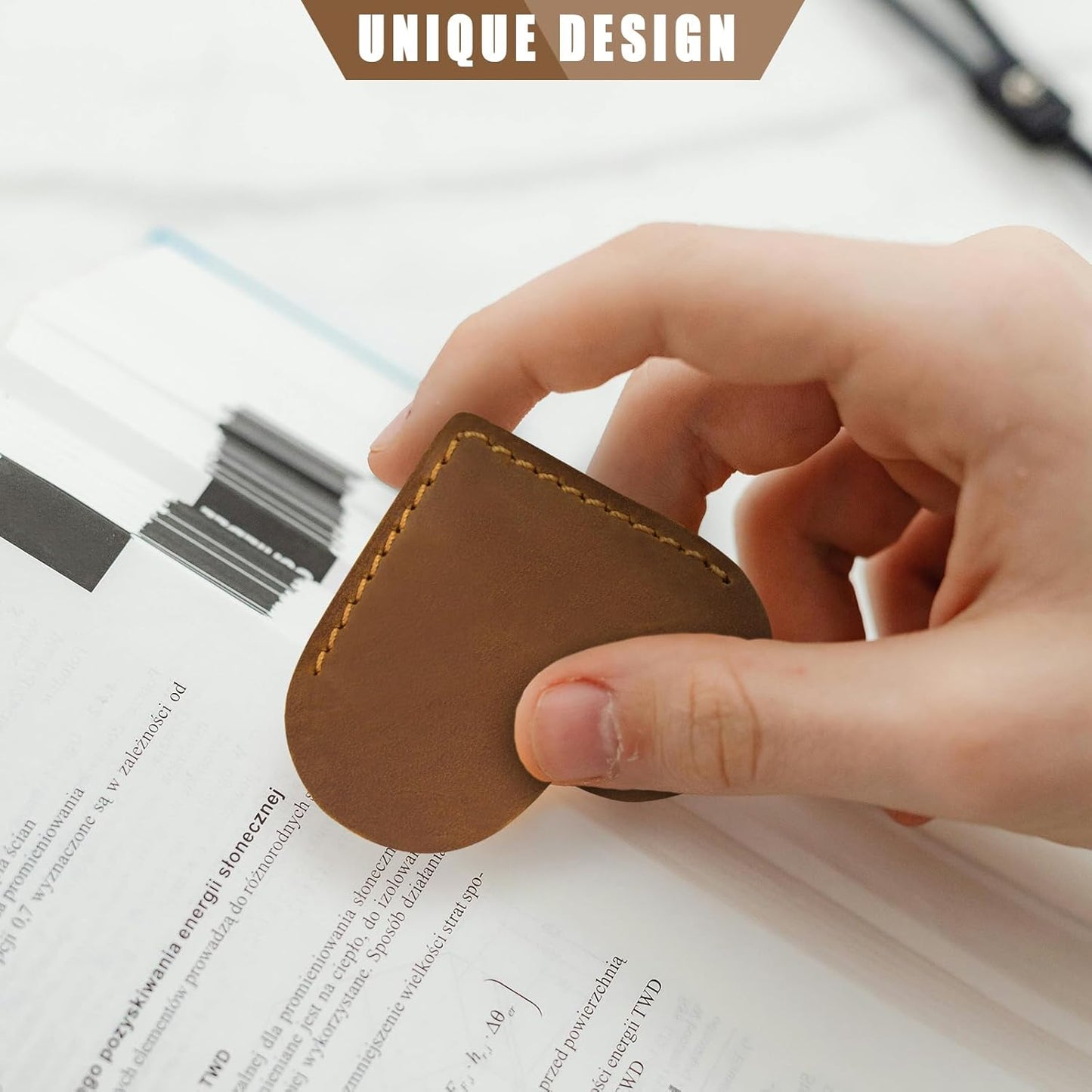Ringsun Genuine Leather Heart Bookmark, Handmade Stitched Corner Page Bookmarks for Women Men, Colorful Book Accessories Gifts for Book Lovers Students Writers Readers Teens Adults, Brown
