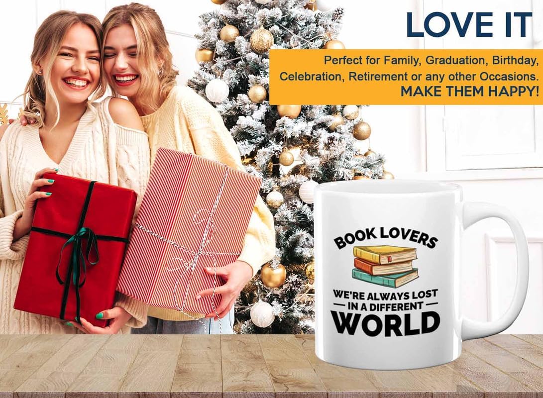 Book Lover Coffee Mug 11oz White - Always lost in - Gift For Poets Bookish People Bibliophile Librarian Book Club Reader