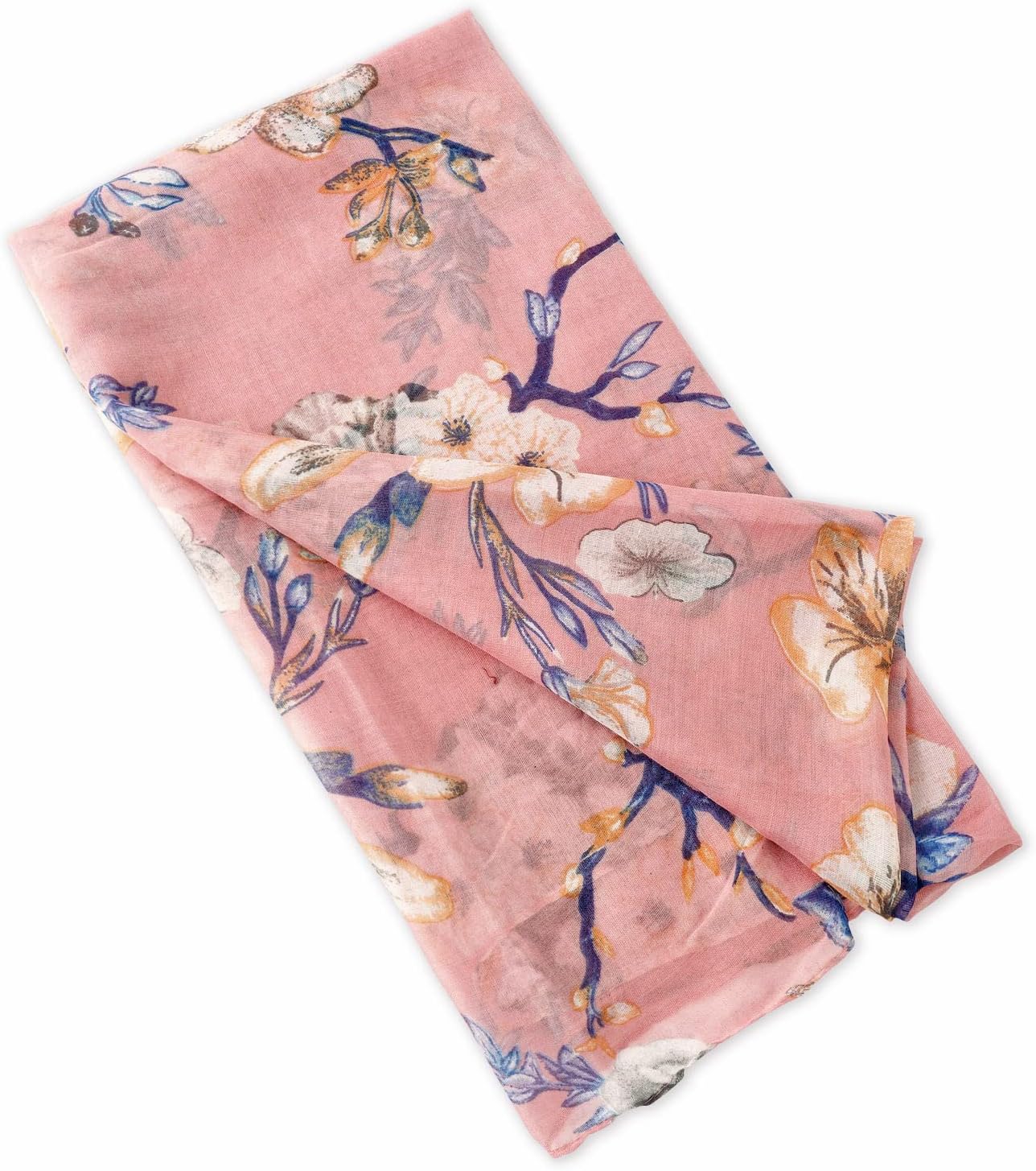 GERINLY Lightweight Scarves Fashion Flowers Print Women Cotton Wrap Scarf Head Shawl Spring Gift