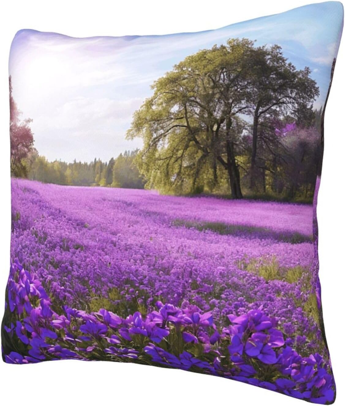 All-Season Square Pillow Covers 18"X18", Purple Lavender, Decorative Throw Pillow Covers for Sofa Bed Couch, Hidden Zipper Cushion Cover, Square Lumbar & Accent Pillowcases for Home Decor