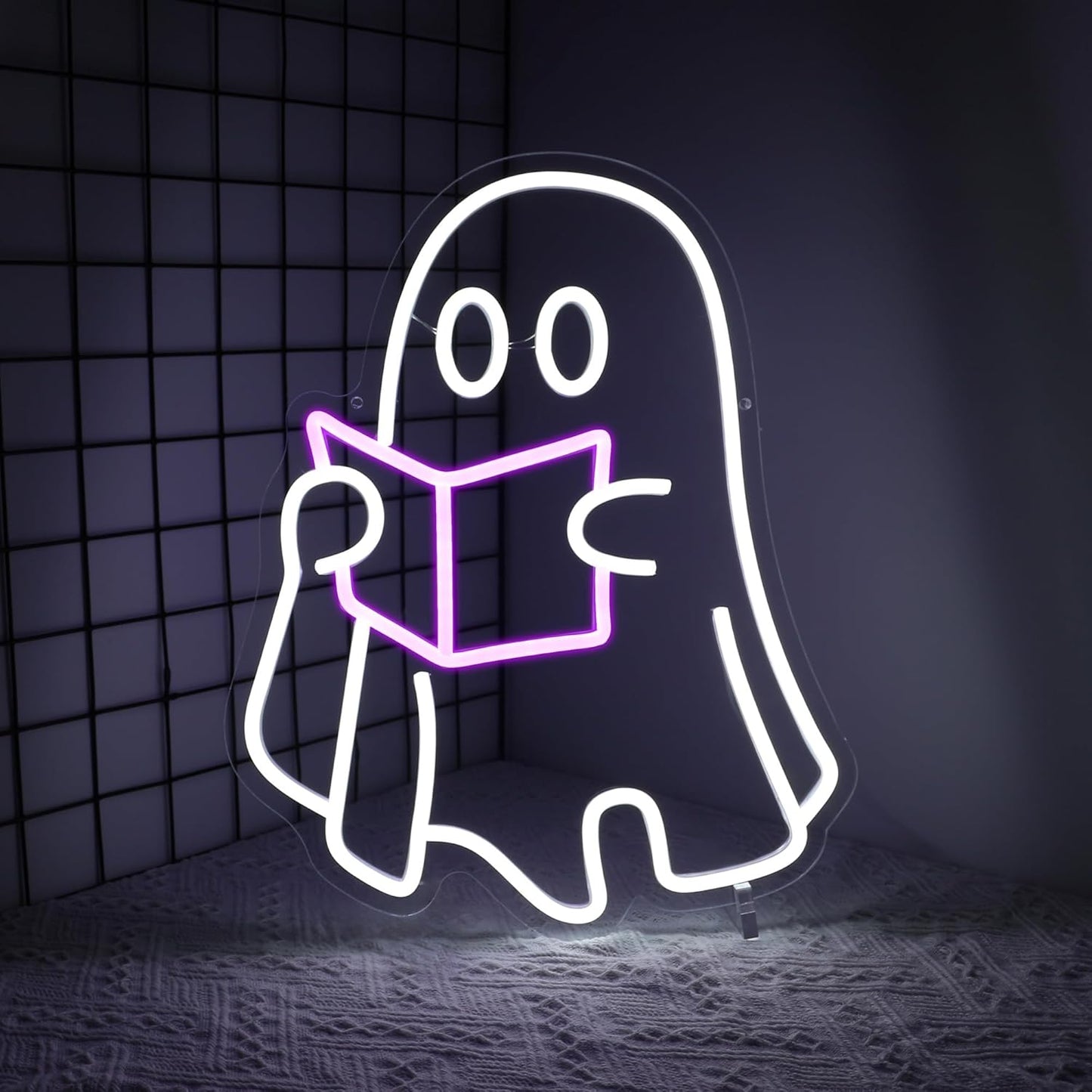 Ghost Read Book Neon Sign Led Neon Lights Signs for Wall Decor USB Powered Led for Room Decoration Home Bar Game Room Party Decor