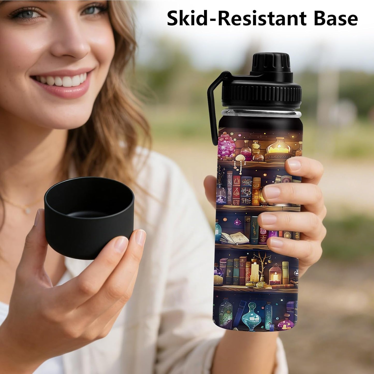 Book Lovers Gifts, 18oz Water Bottle, Reading Tumbler for Friend, Bookish Gifts for Women Readers Librarian, Book Accessories Leak-proof Travel Mug with Antislip Silicone Boot