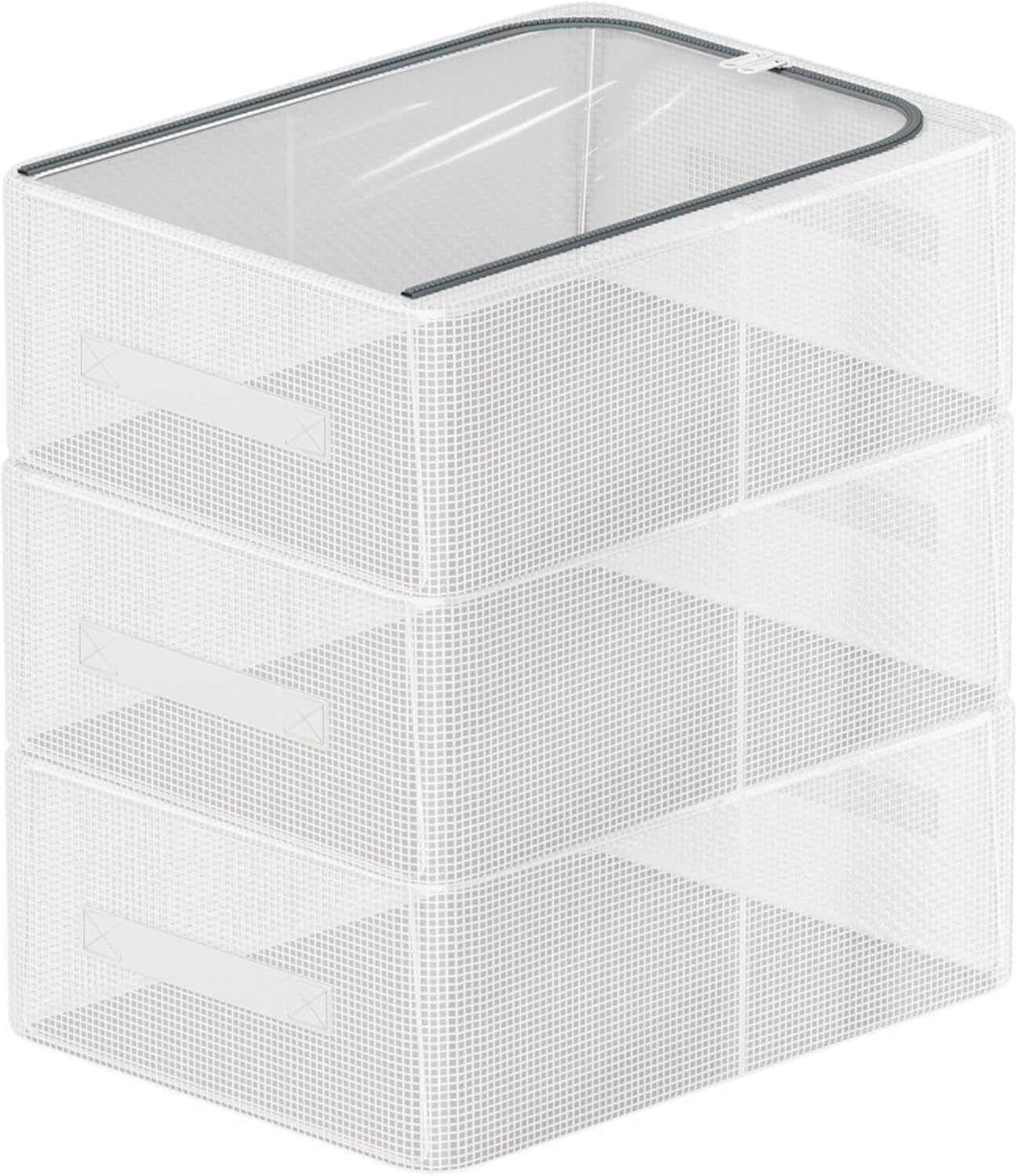 Stackable Shoe Boxes with Clear Lids, 15.8-Inch Boot Storage Bins with Handles for Bedroom Dormitory Under-Bed (3 Pack, 19Qt, 15.8x11.8x6in)