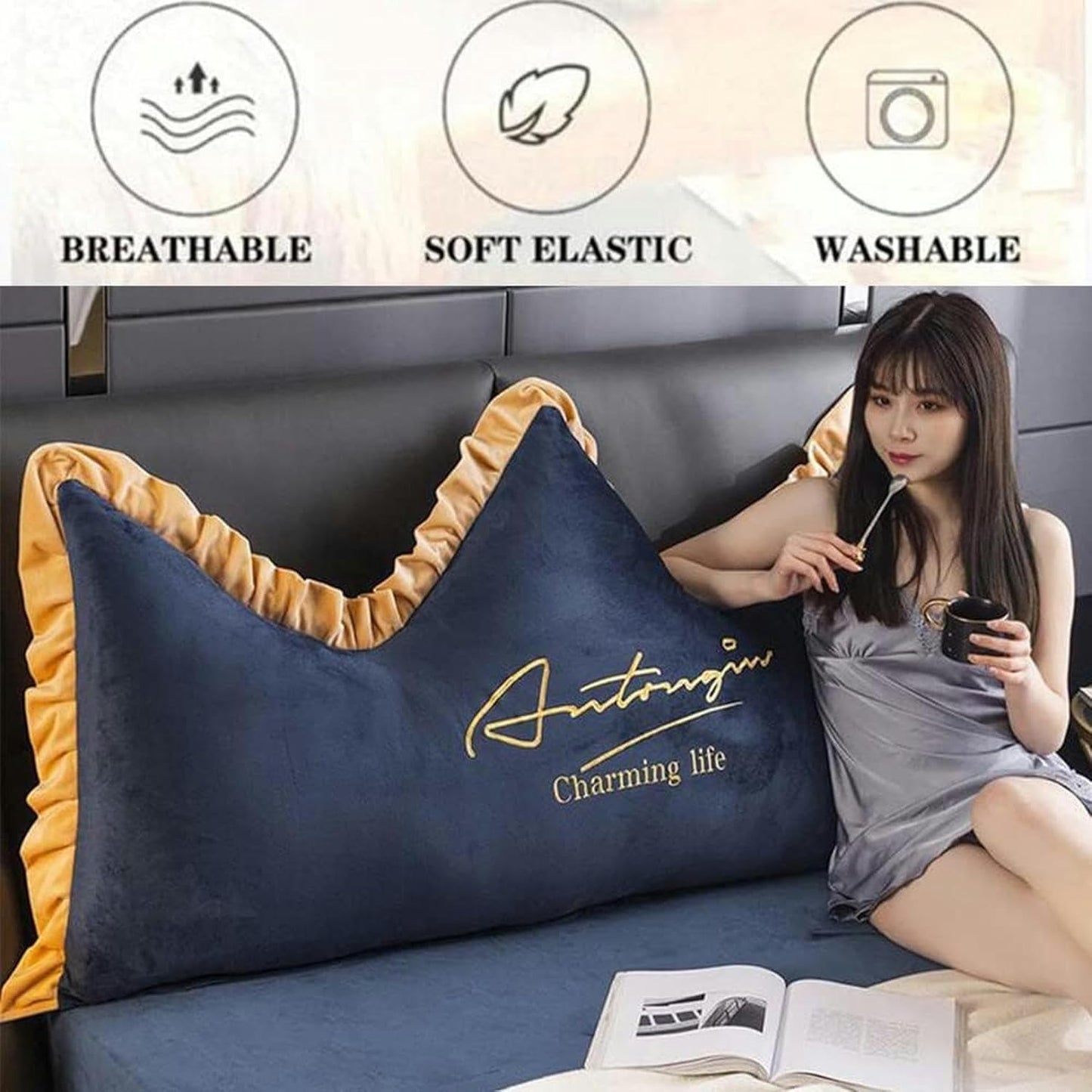 Reading Support Pillows, Removable Pearl Cotton Filling Headboard Back Cushion Daybed Bunk Large Wedge Pillow Bed Rest Pillows(Pink,180cm)