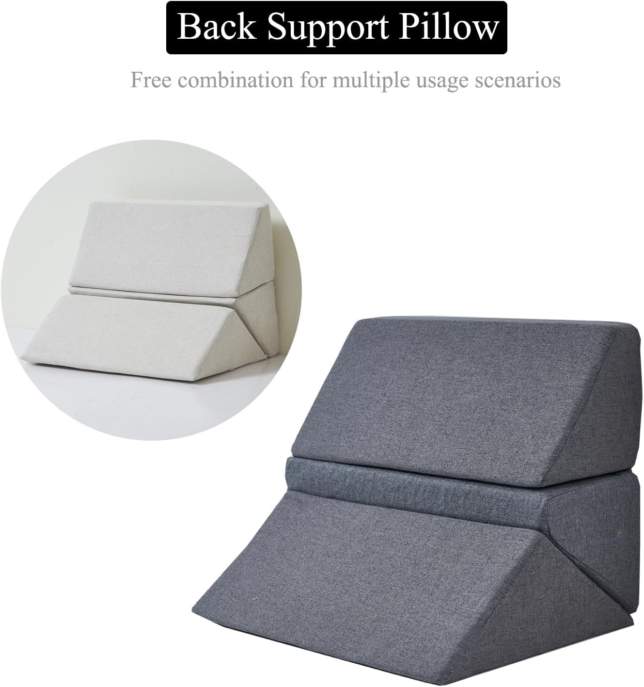 SAMTY Bed Wedges & Body positioners for Elderly/Seniors Side Sleeper(3 in 1) Triangle Bed Wedge Pillow for Back Pain Relief Wedge Pillow Set for After Surgery