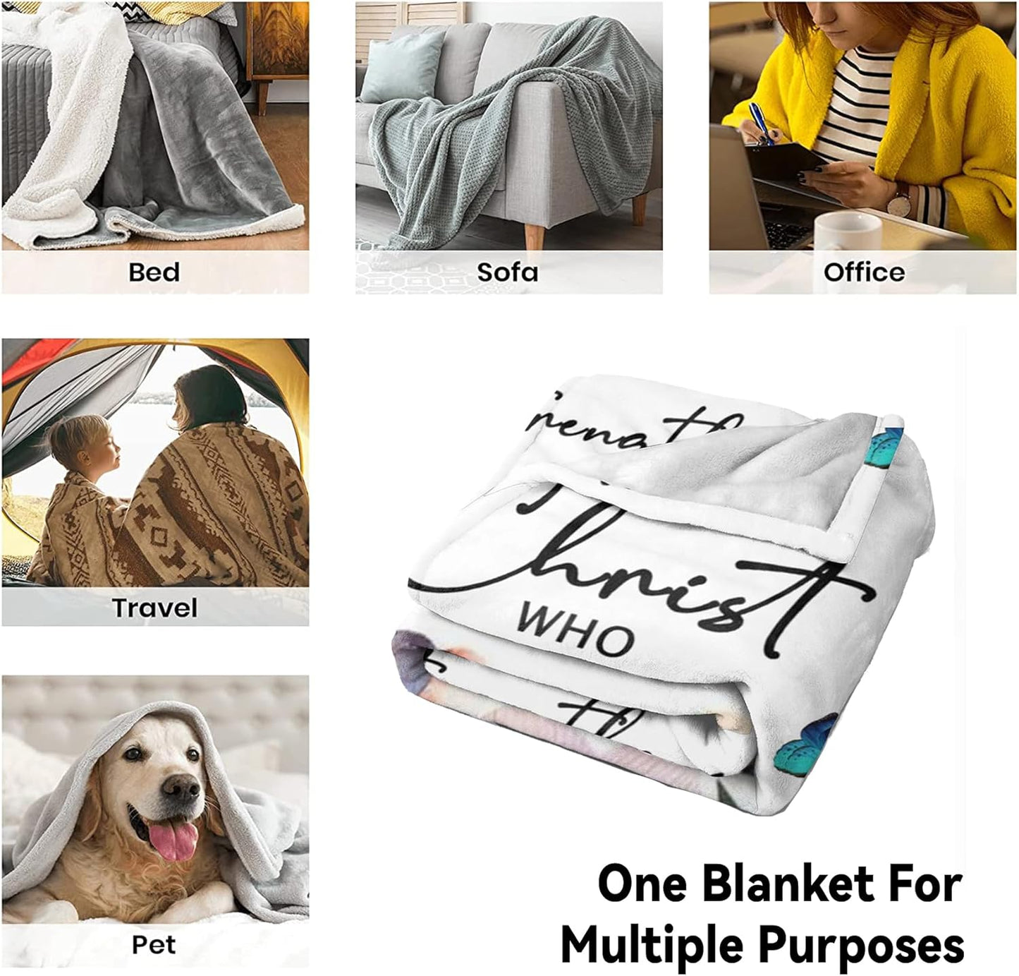 Christian Gifts for Women Blanket 50"X60", Inspirational Religious Gifts for Woman, Prayer Blanket for Women Healing, Spiritual Bible Verse Throws