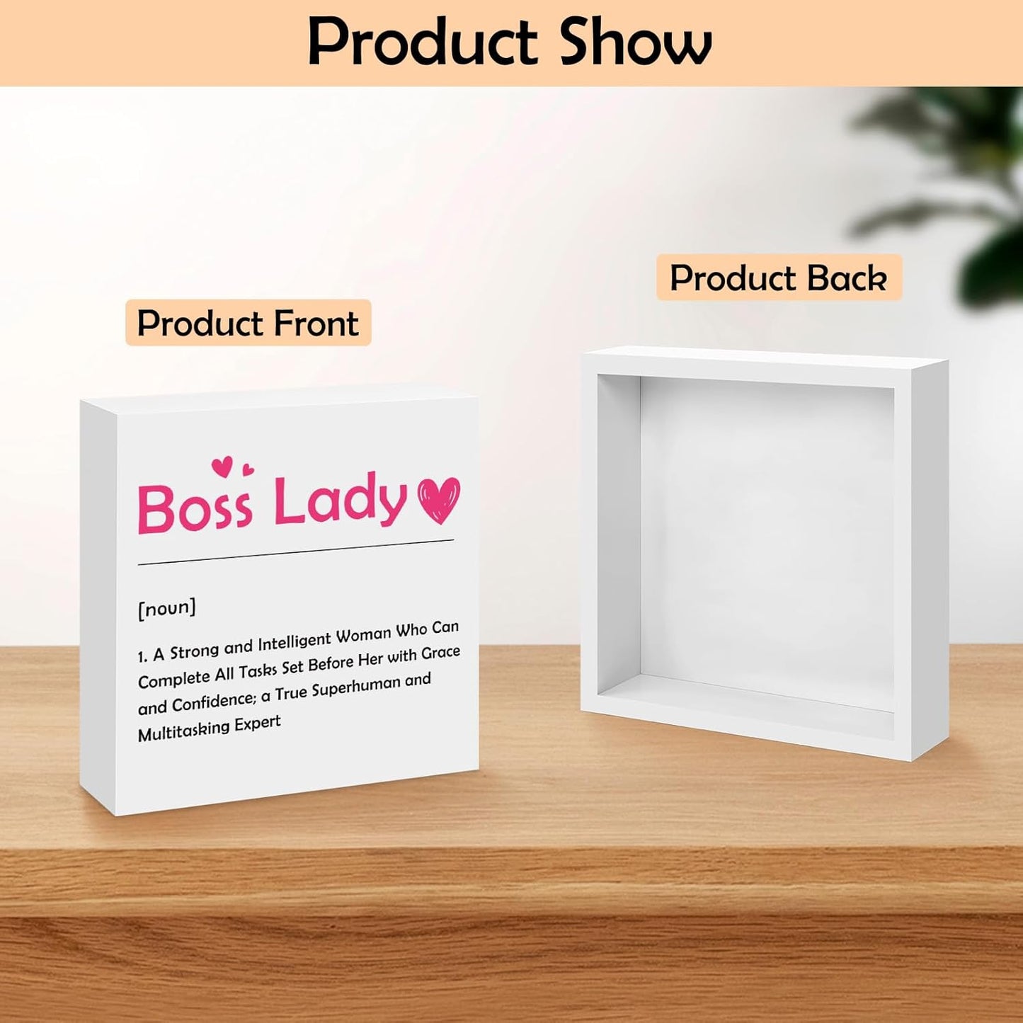 Wood Box Sign Gifts for Boss Lady Boss Gifts for Women Thank You Appreciation Gift for Female Leaders Manager Christmas Birthday Retirement Leaving Going Away Present Female Leader