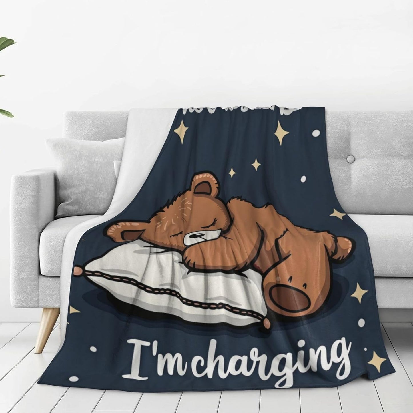Cute Bear Throw Blanket, Bear Lovers Gifts Blanket, for Couch, Bed, Travel & Outdoor, Cozy Fluffy Fuzzy Blankets for Women Men 50"x40"