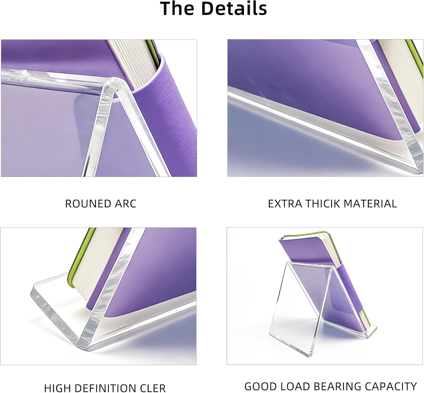 Clear Acrylic Book Stand – 8.5 x 11 Inch Display Holder for Cookbook, Tablet, Magazine, Photo, Plate – Transparent Easel for Home, Kitchen, Office