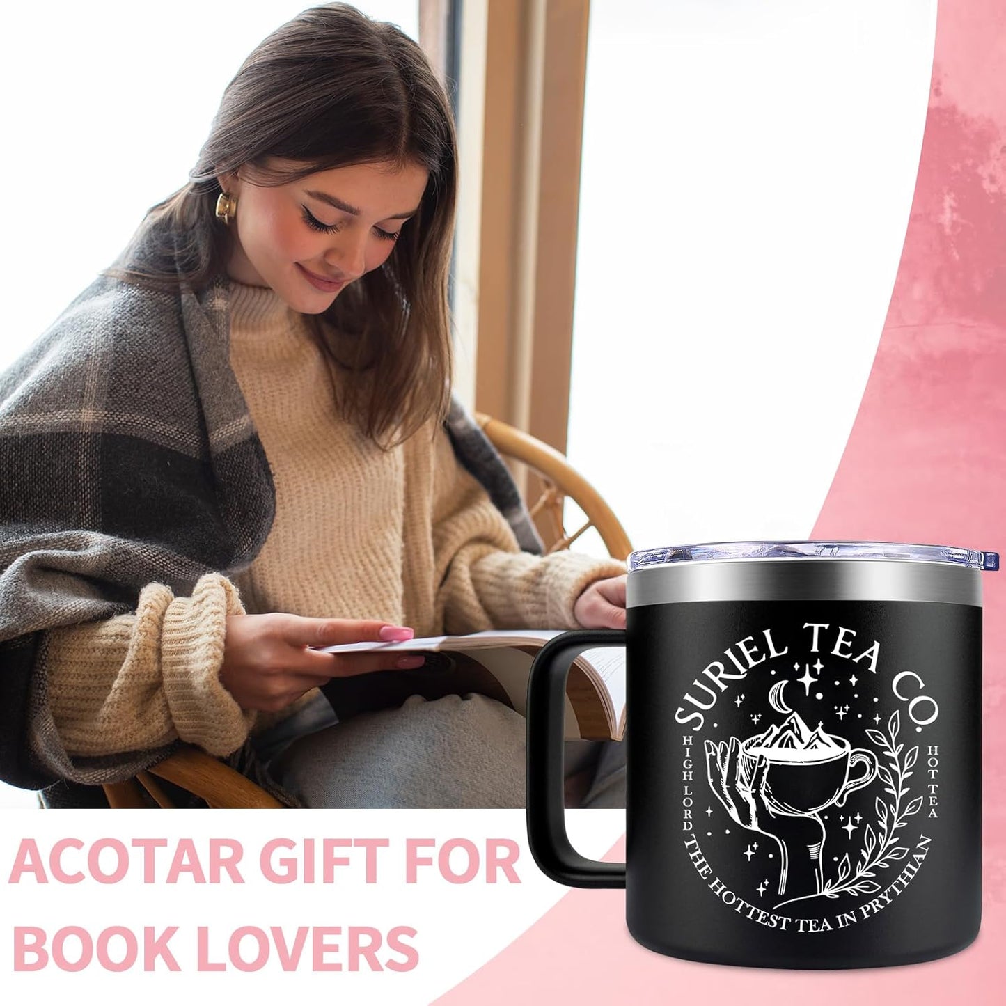 Fufendio Book Lovers Gifts for Women - Acotar Gifts for Men - Reader Gift for Bookworm Librarian - Bookish Gift Coffee Mug 14 oz