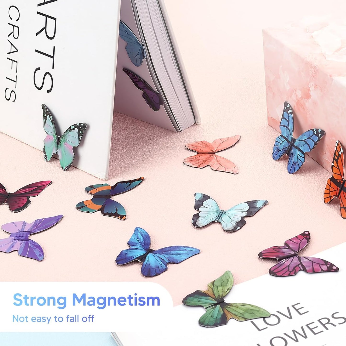 50 Pieces Butterfly Magnetic Bookmarks, Foldable Butterfly Bookmarks, Beautiful Book Marks for Reading Women Book Lovers, Cute Page Markers Clip for Students Teacher School Office Supplies Gifts