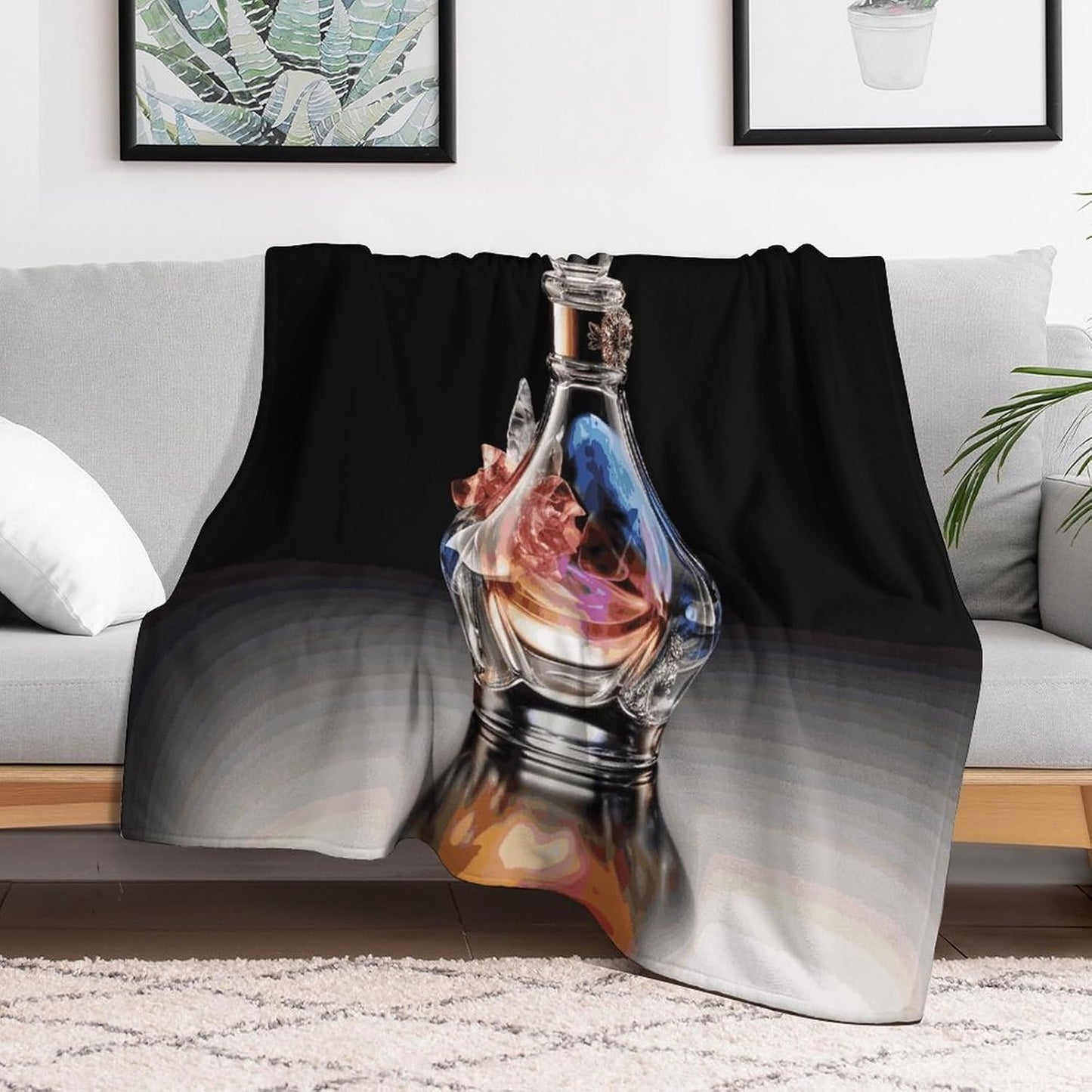 Perfume Bottle Blanket Super Soft Lightweight Throw Blanket Cute Cozy Warm Bed Blanket Decorative Fuzzy Blanket All-Season Home Decor Gift for Sofa Couch Living Room 40"*50" （100 * 130cm）