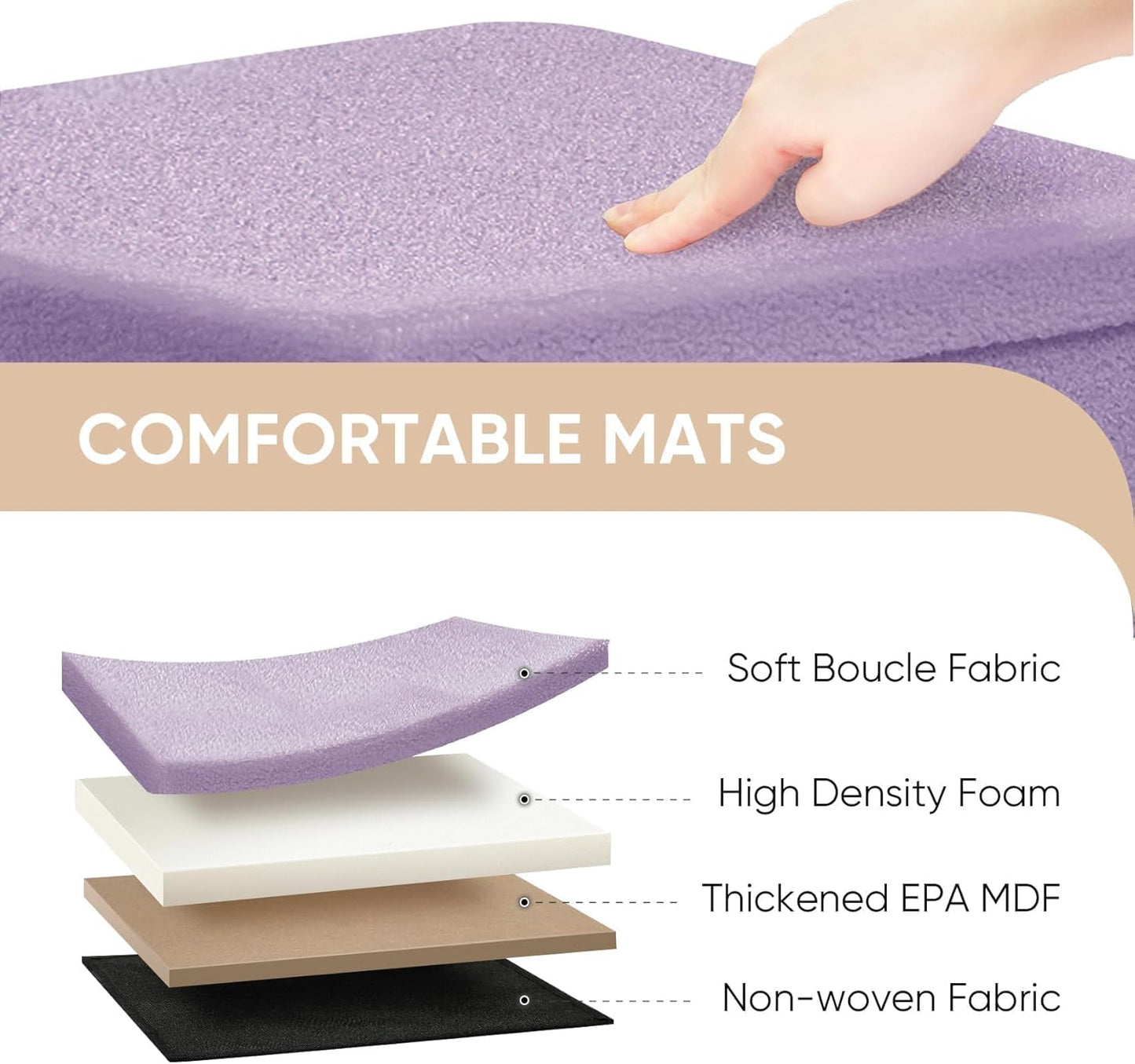 PINPLUS Storage Ottoman Cube Ottoman Foot Rest,Small Foldable Portable Boucle Upholstered Sherpa Ottomans, Faux Teddy Fur, Purple 16.5"x12.6"x12.6"