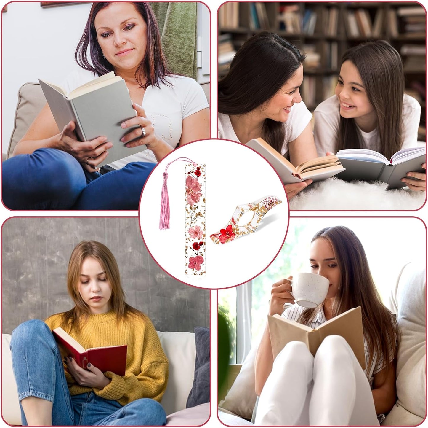 2PCS Book Page Holder Thumb, Book Accessories Book Marks for Reading Women Page Holder for Thumb Dried Flower Bookmarks for Reading Lovers, Gift for Bookworm, Readers, Literary, Students, Teachers