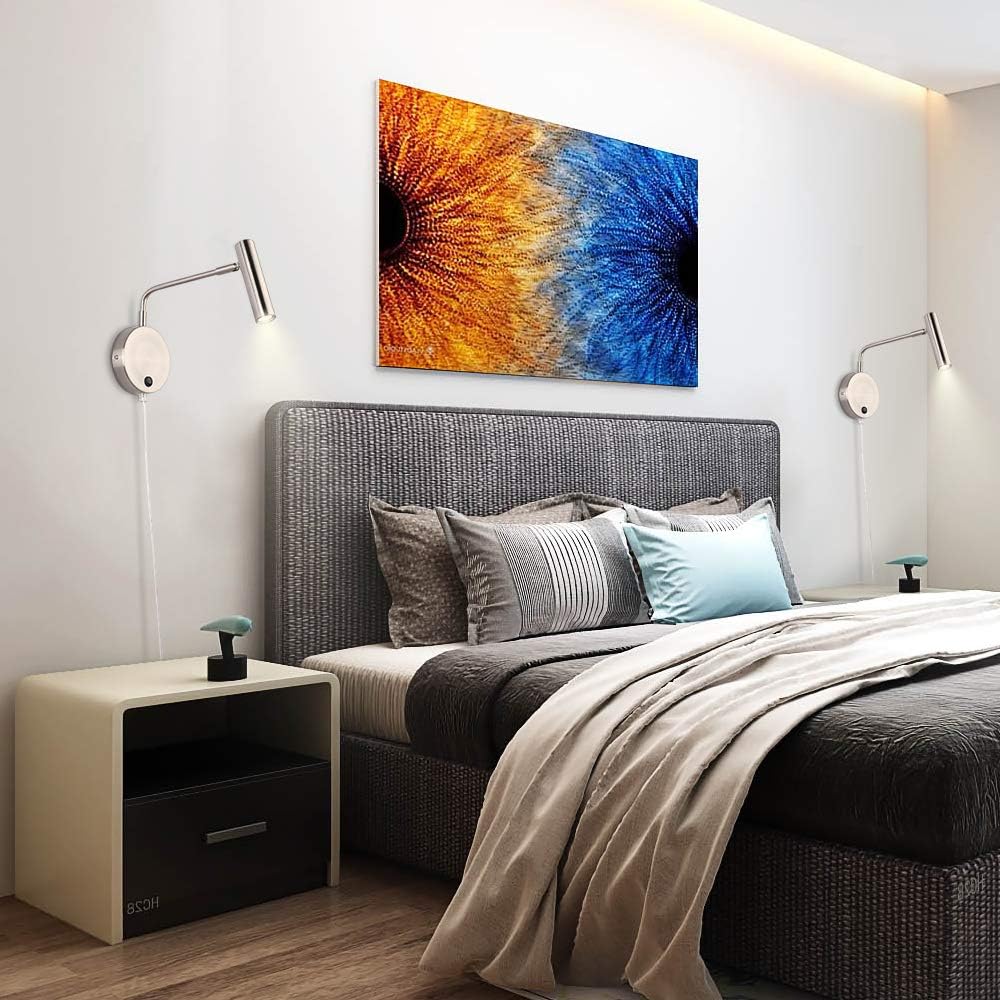 Joossnwell Wall Mounted Lamp, Sconce Light with Plug in Cords Wall Reading Light with Switch for Living Room Bedroom Warm White 3000K